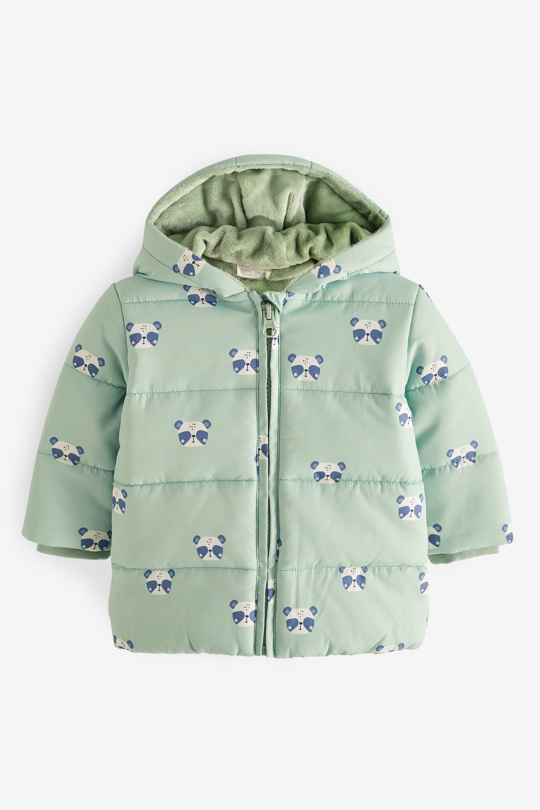 Sage Green Panda Hooded Baby Jacket (0mths-2yrs)