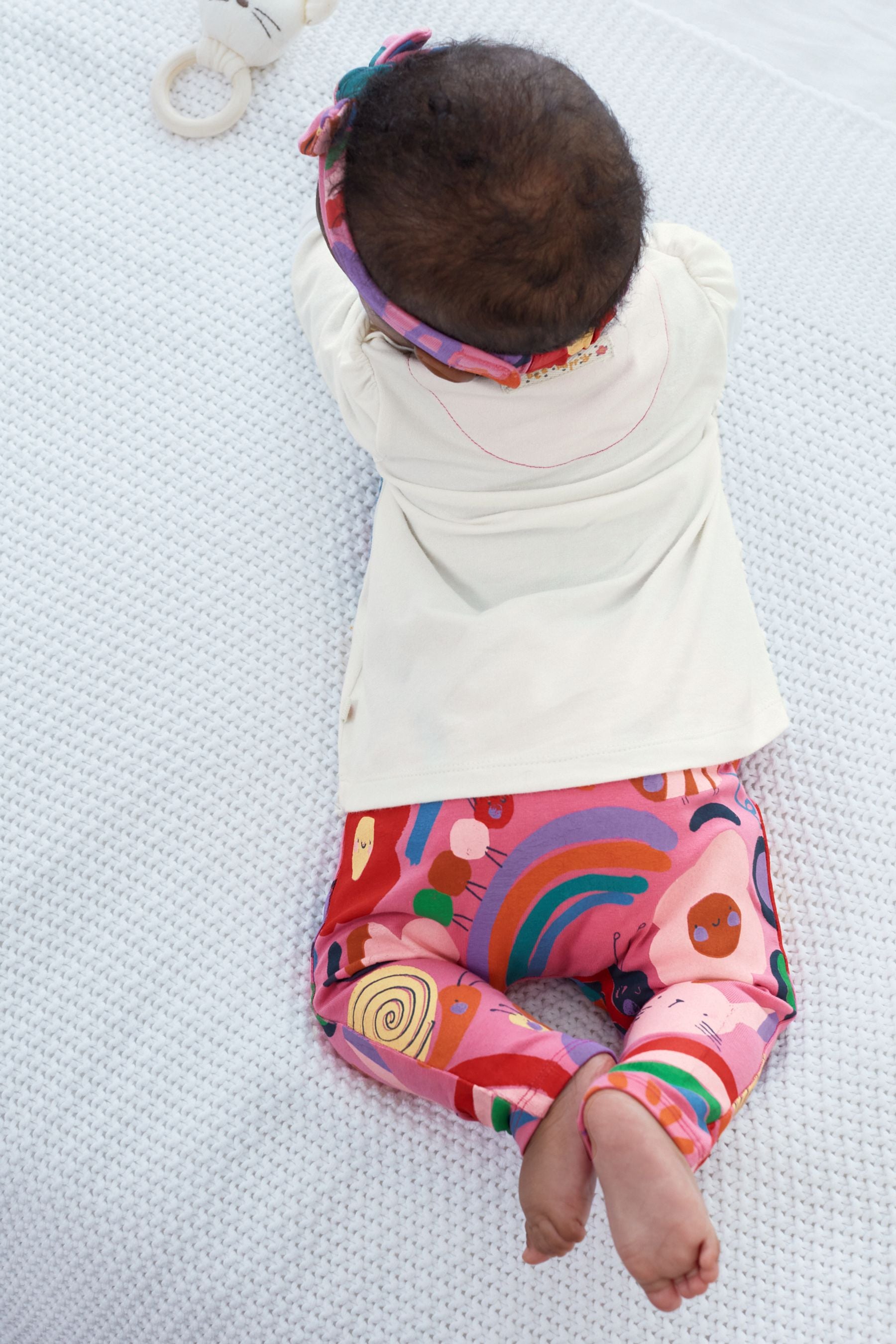 White/Pink Baby 3 Piece Baby T-Shirt, Legging and Headband Set