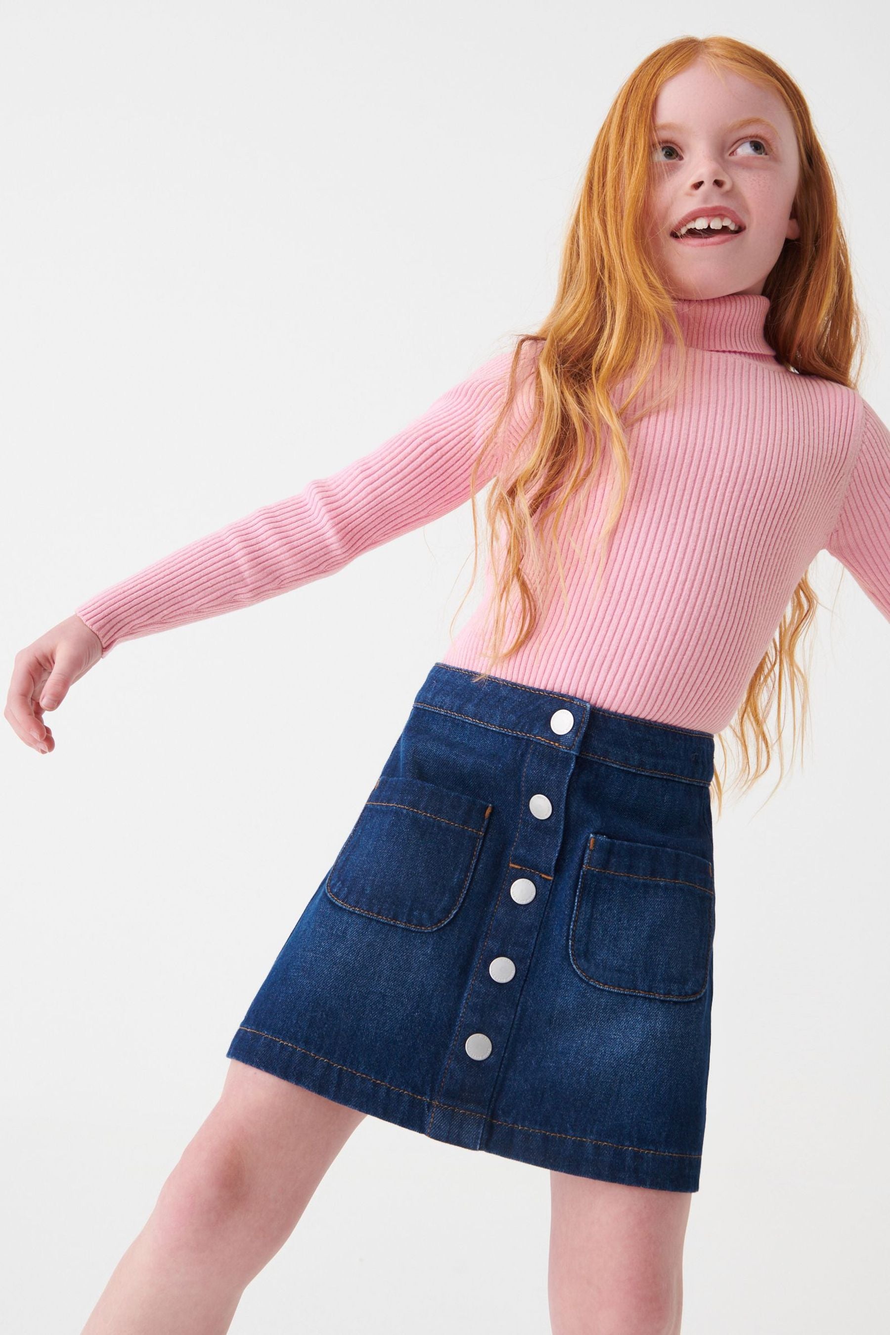 Pink Roll Neck Jumper (3-16yrs)