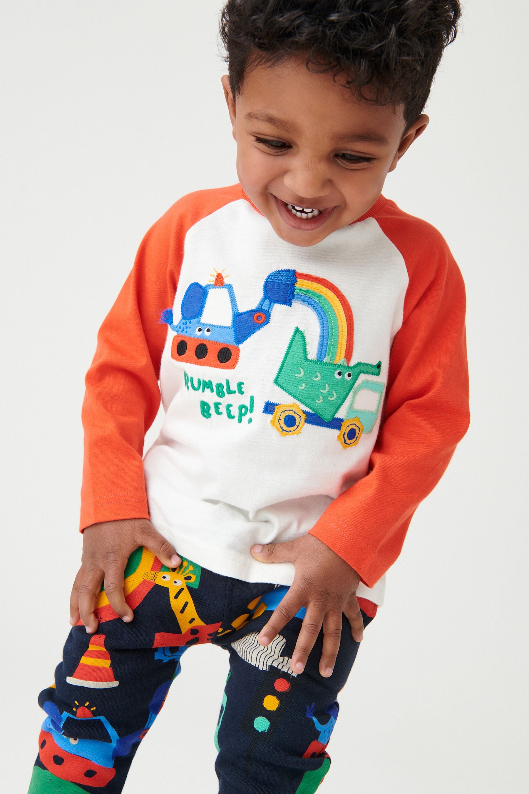 Red/Navy Rainbow Long Sleeve Appliqu T-Shirt And Joggers Set (3mths-7yr