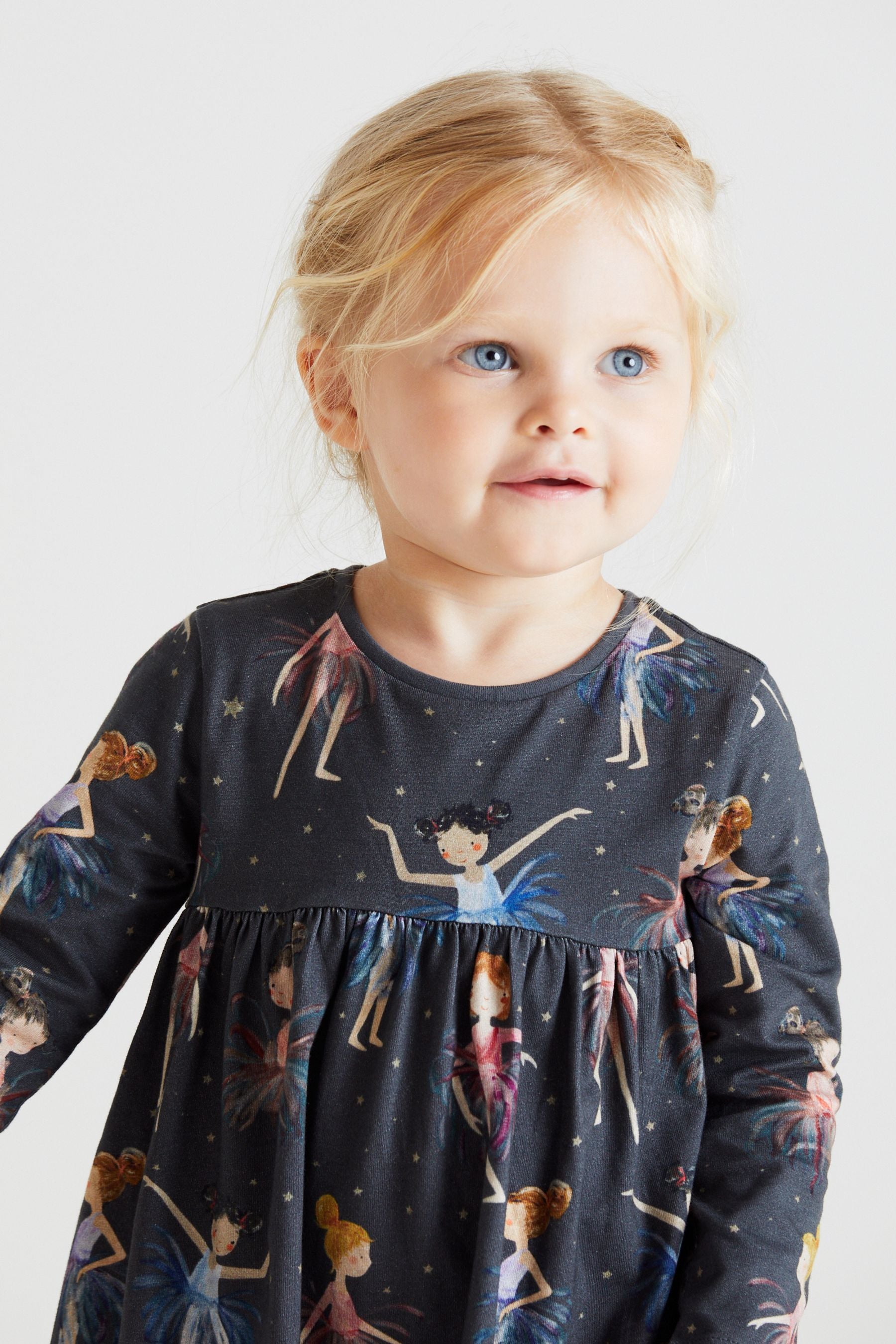 Charcoal Ballet Character Long Sleeve Jersey Dress (3mths-7yrs)