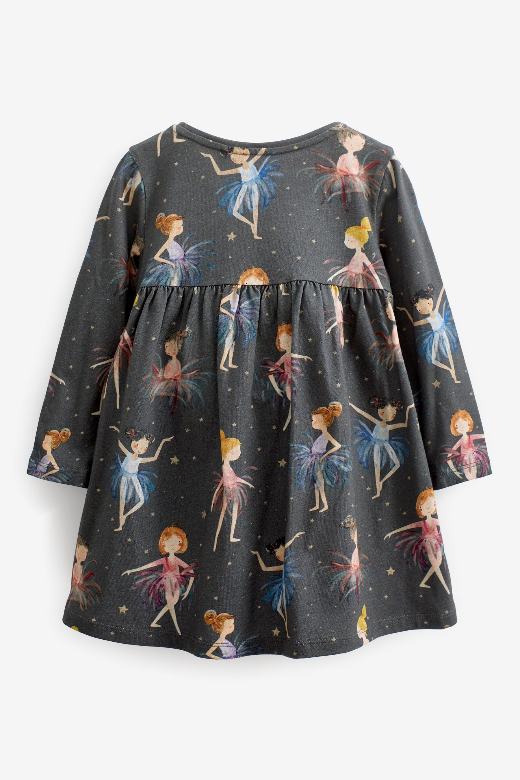 Charcoal Ballet Character Long Sleeve Jersey Dress (3mths-7yrs)