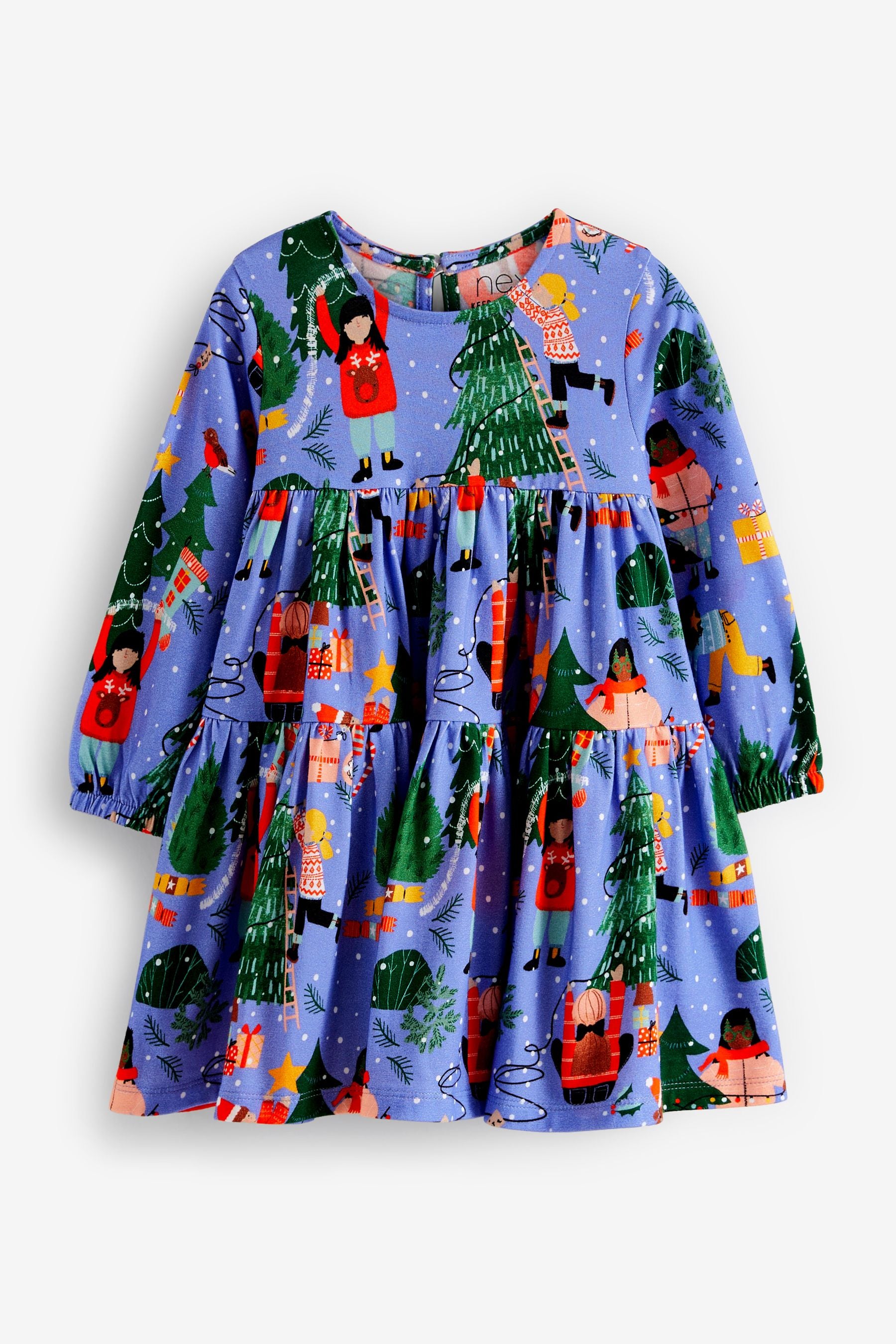 Purple Christmas Tiered Jersey Dress (3mths-7yrs)