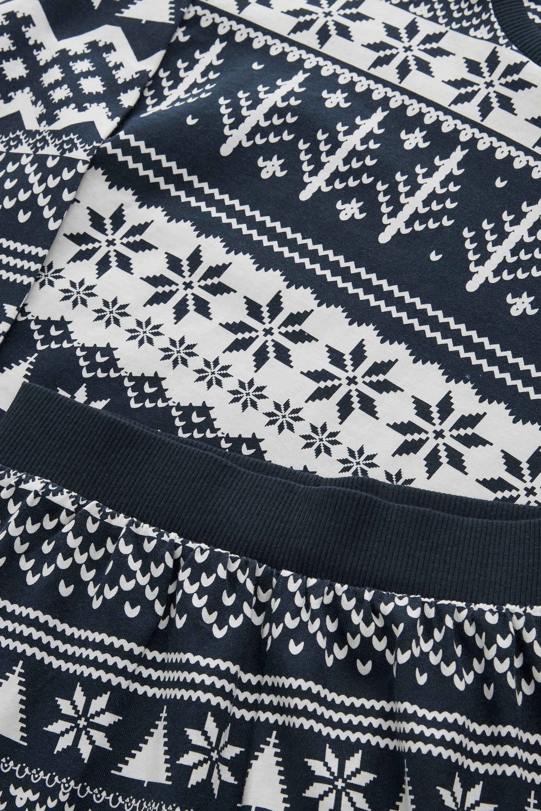 Navy Blue Fairisle Pattern Matching Family Kids Christmas Cotton Pyjamas (9mths-16yrs)