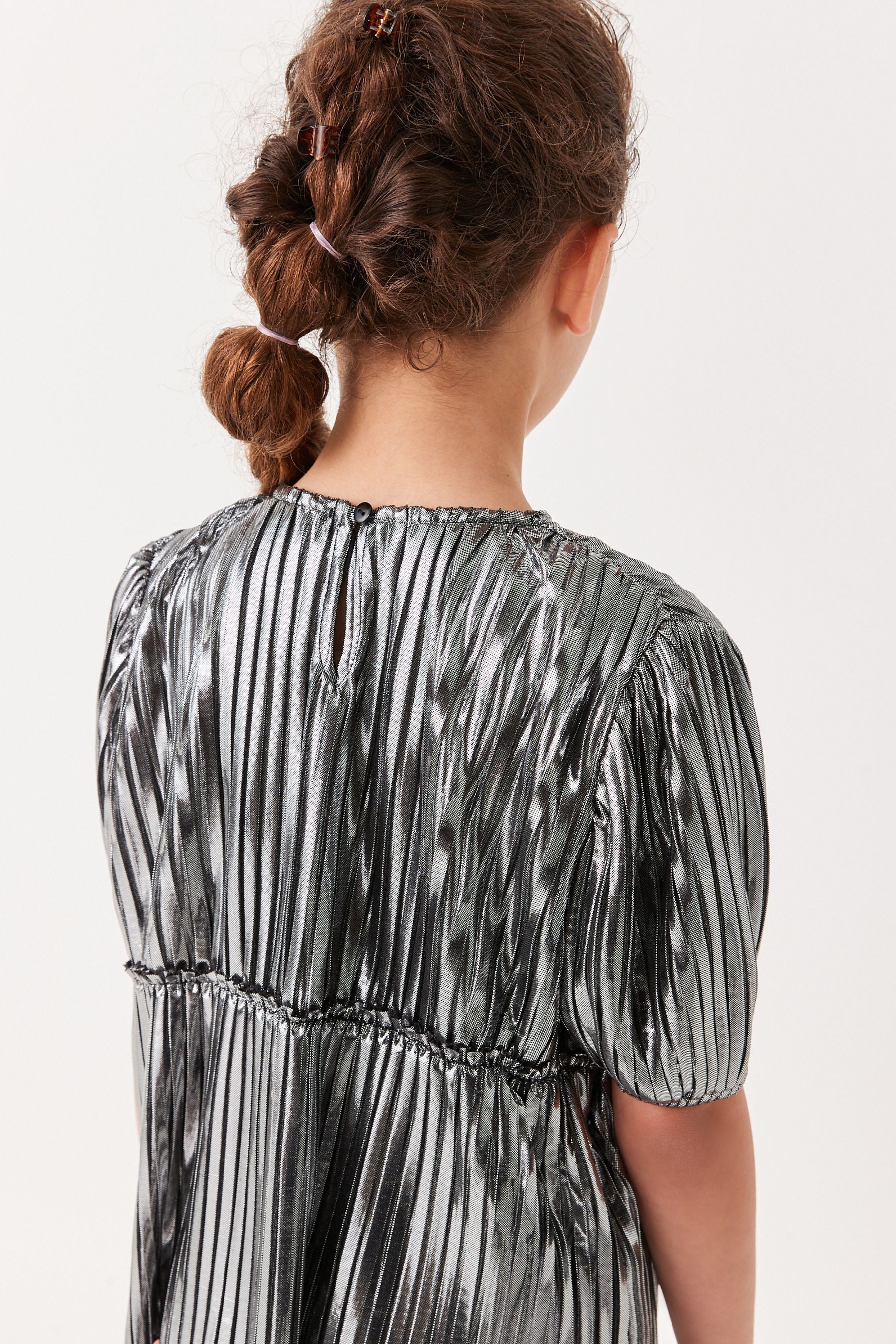 Silver Foil Pleated Party Top (3-16yrs)