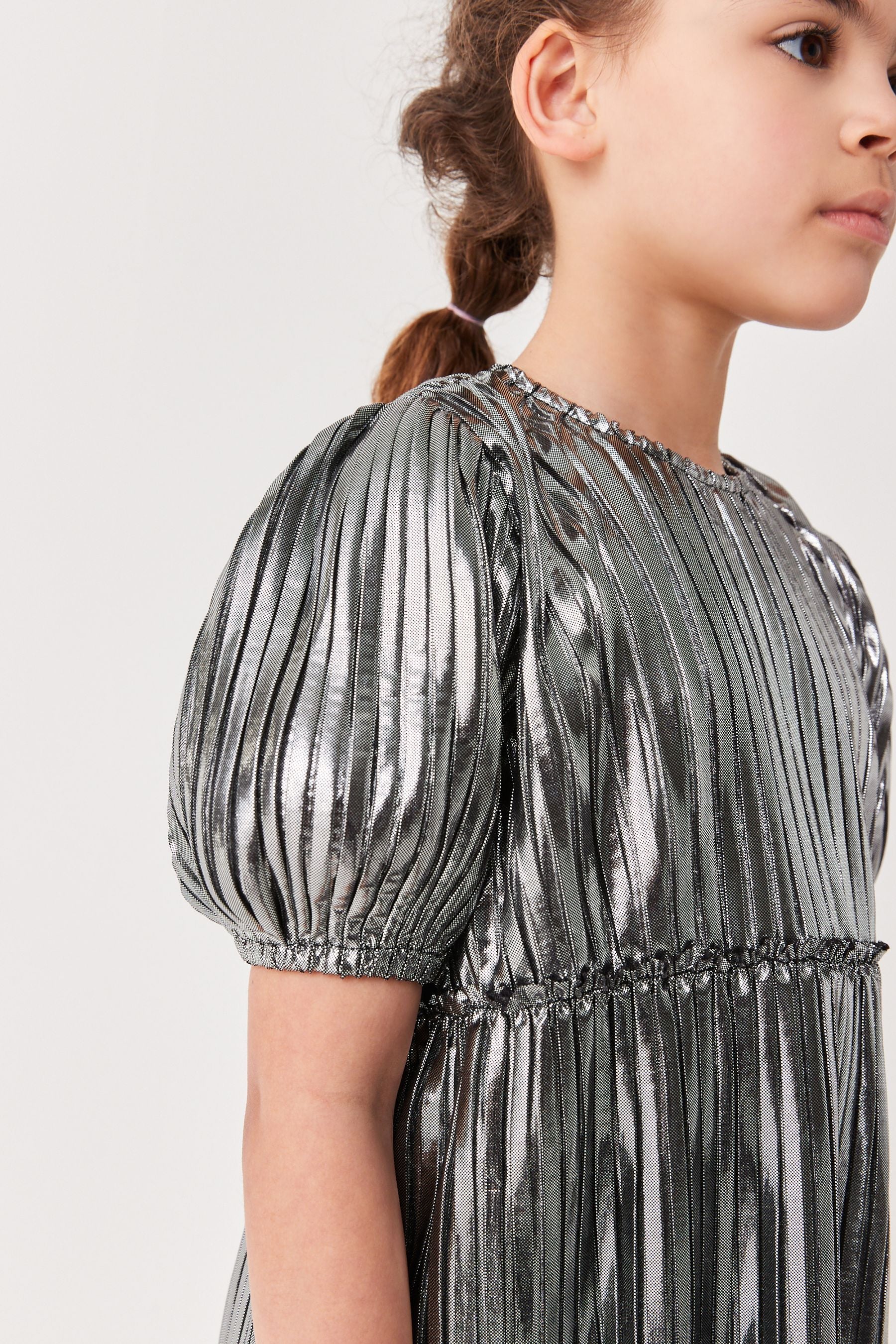 Silver Foil Pleated Party Top (3-16yrs)