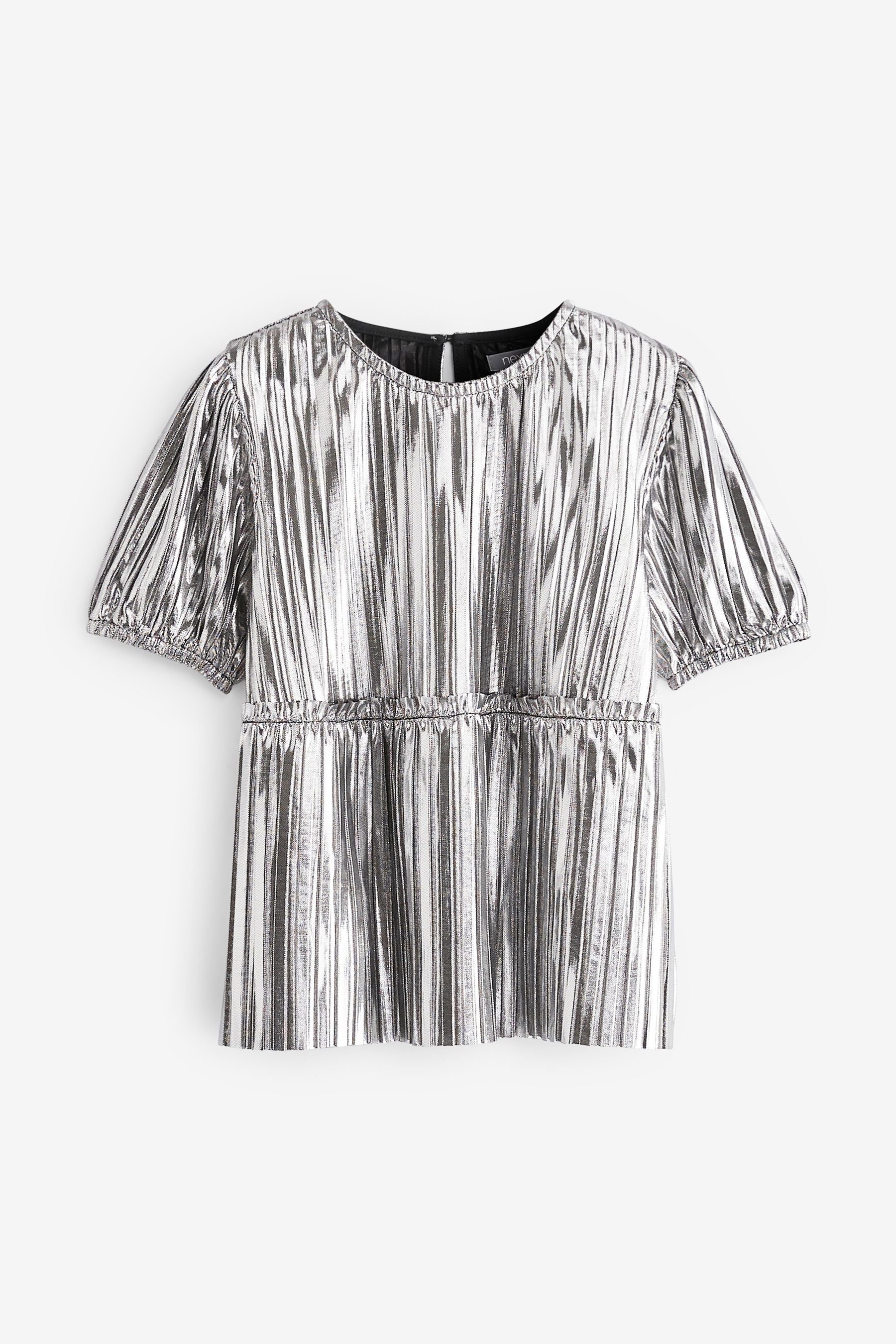 Silver Foil Pleated Party Top (3-16yrs)