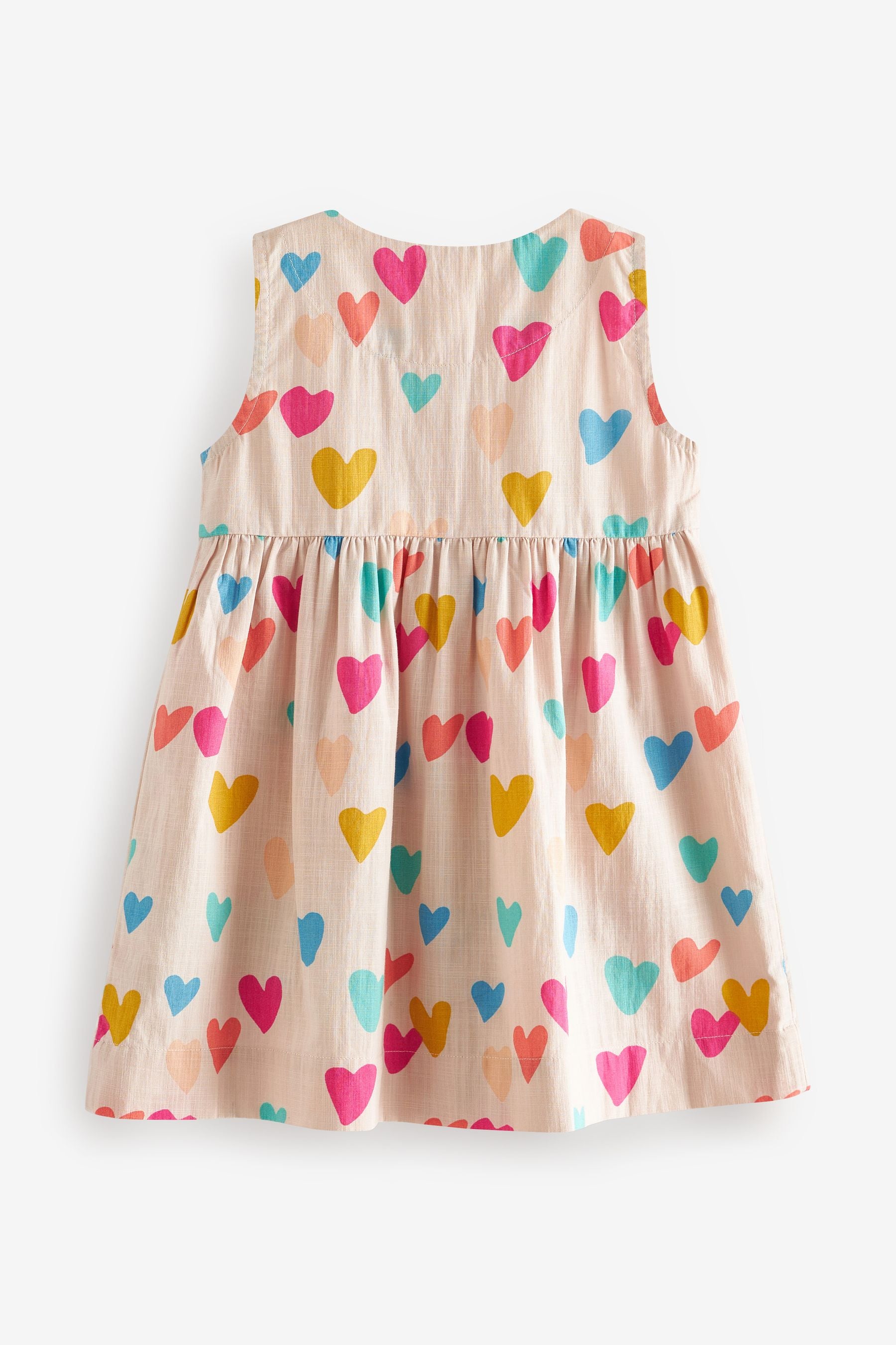 Pink/Cream Heart Print Button Front Cotton Dress (3mths-8yrs)