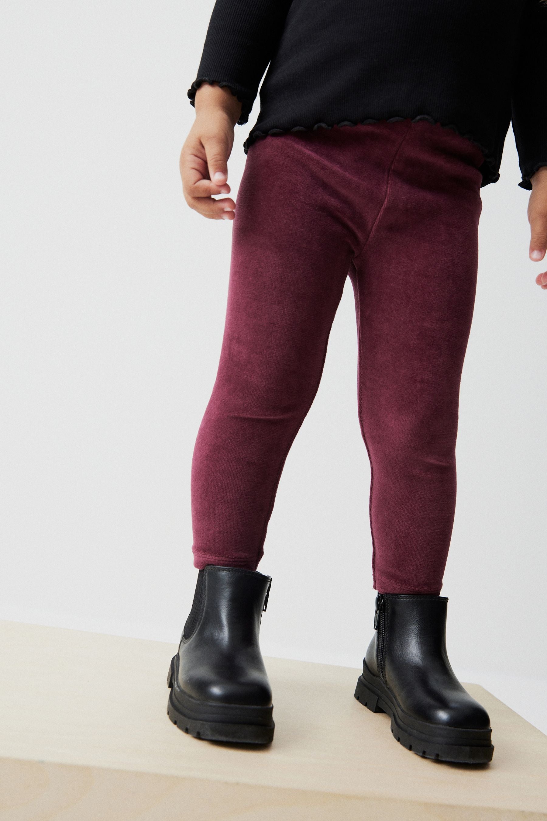 Burgundy Red Velour Leggings (3mths-7yrs)