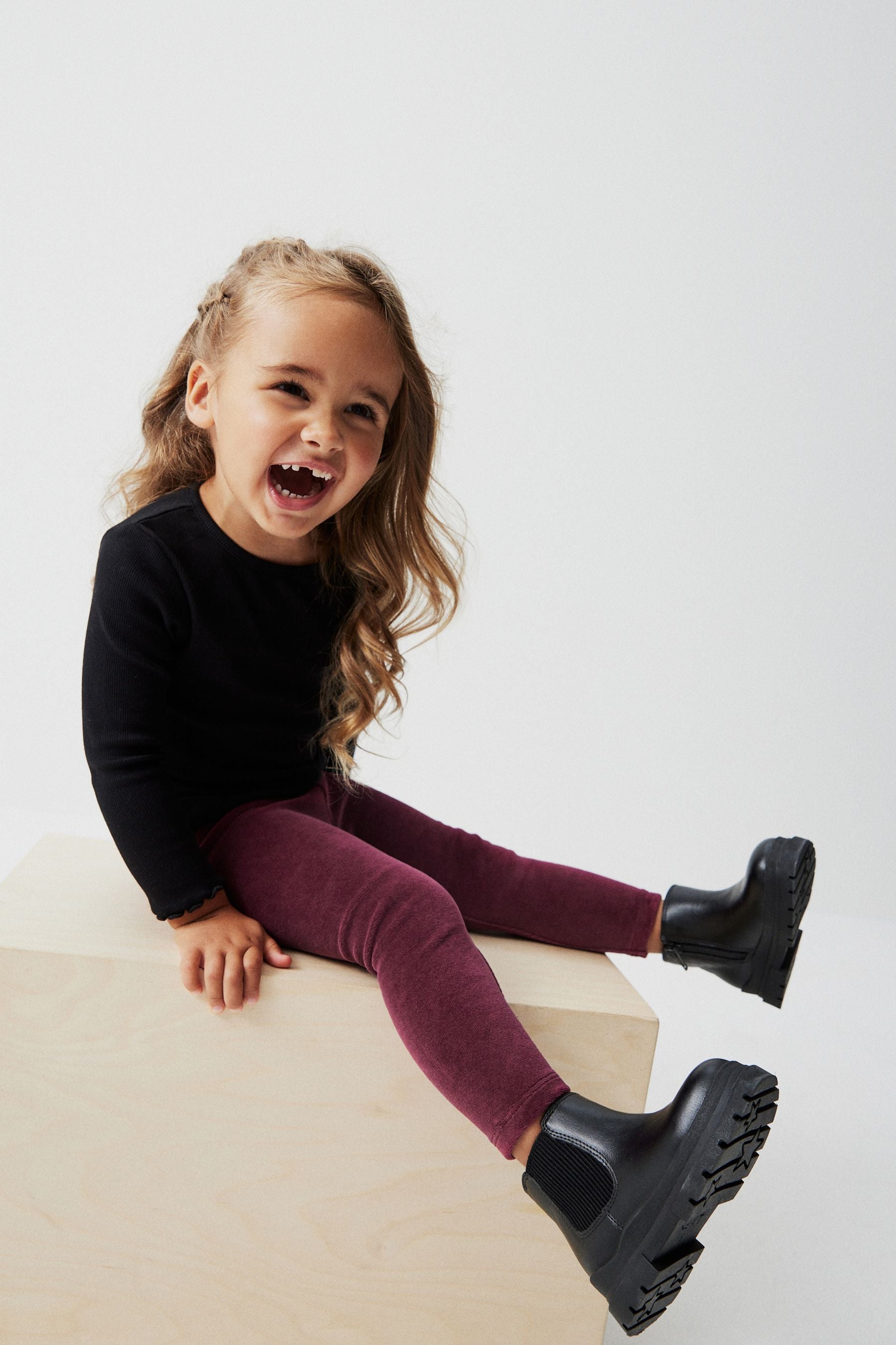 Burgundy Red Velour Leggings (3mths-7yrs)