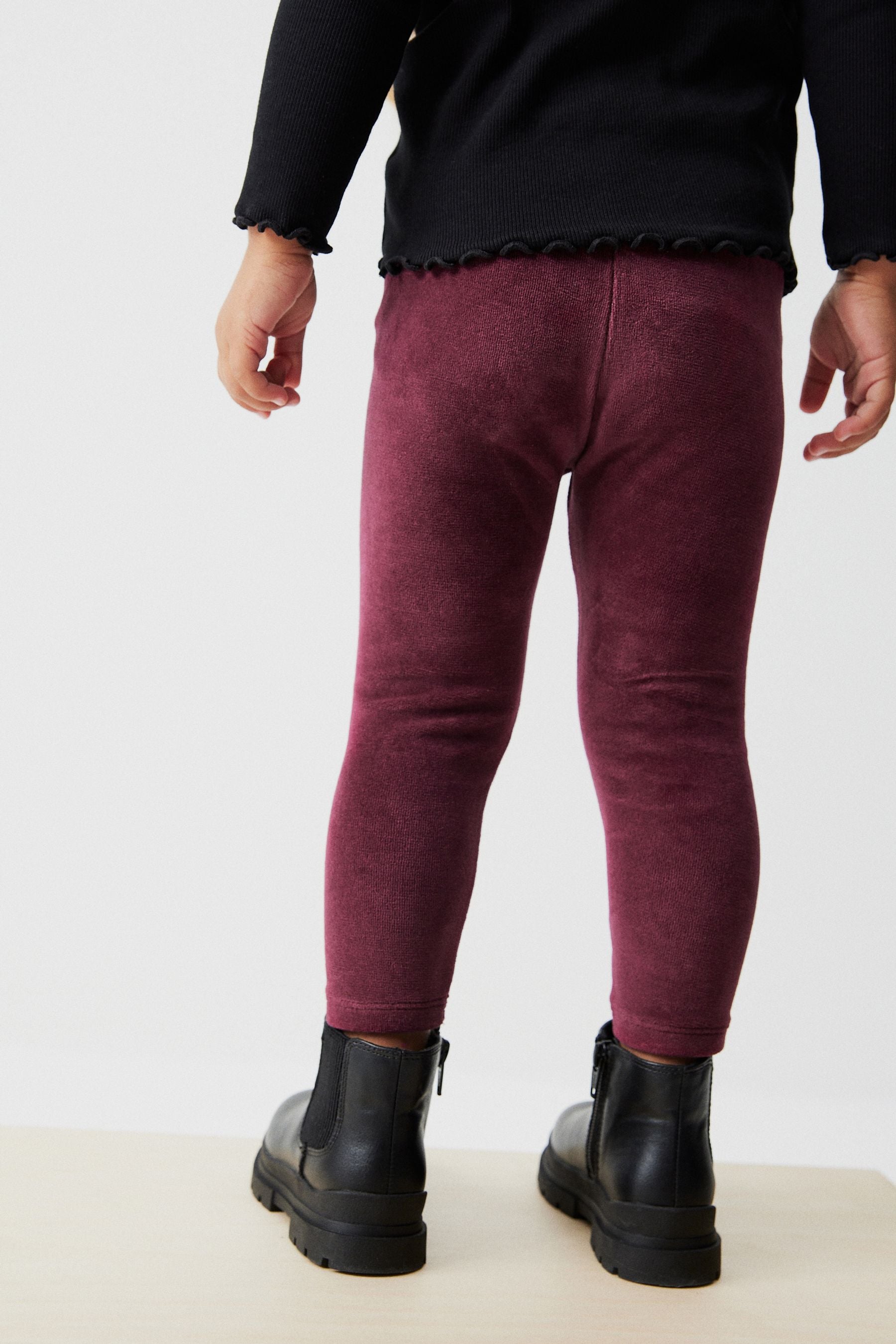 Burgundy Red Velour Leggings (3mths-7yrs)