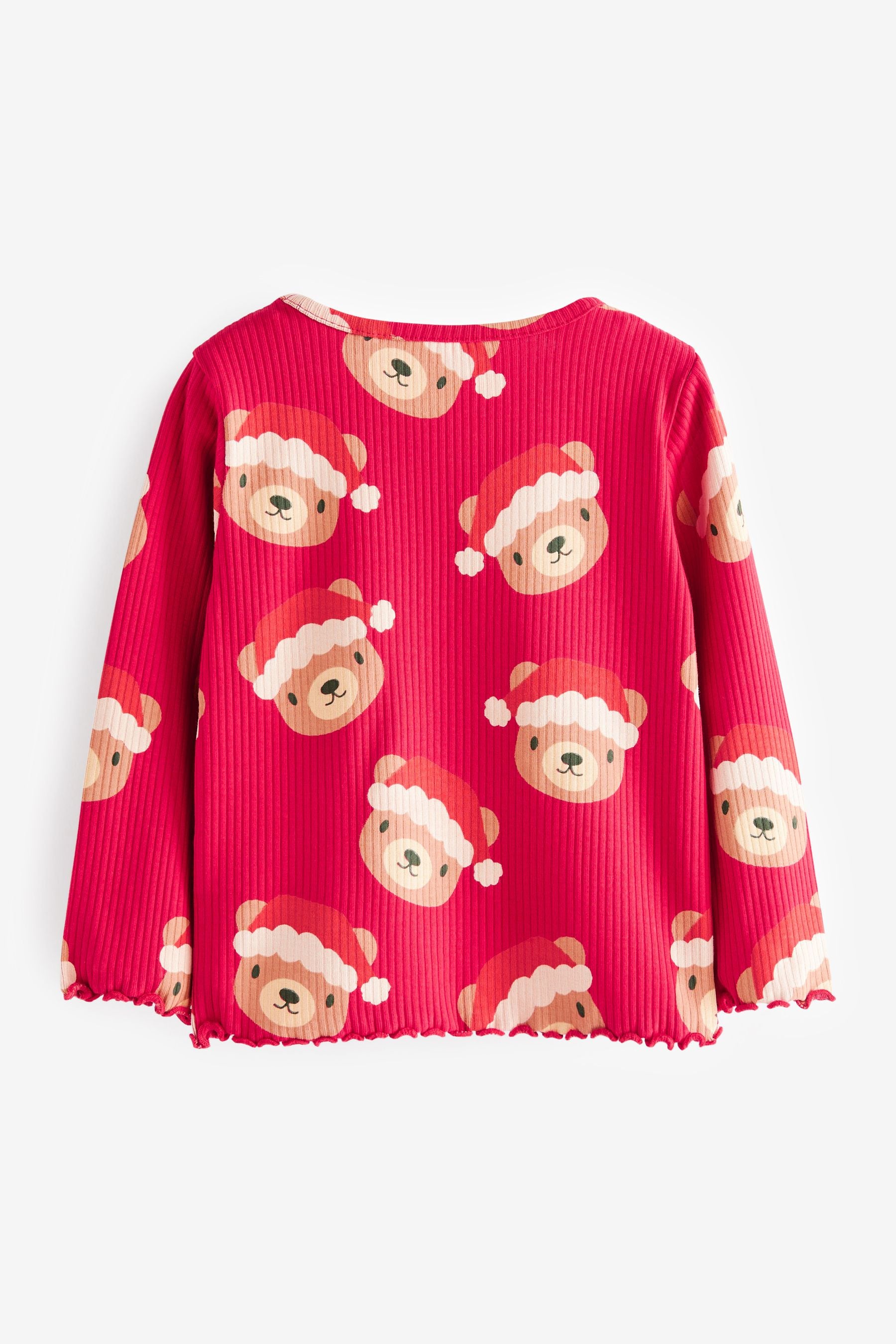 Red Christmas Bear Rib Long Sleeve T-Shirt (3mths-7yrs)