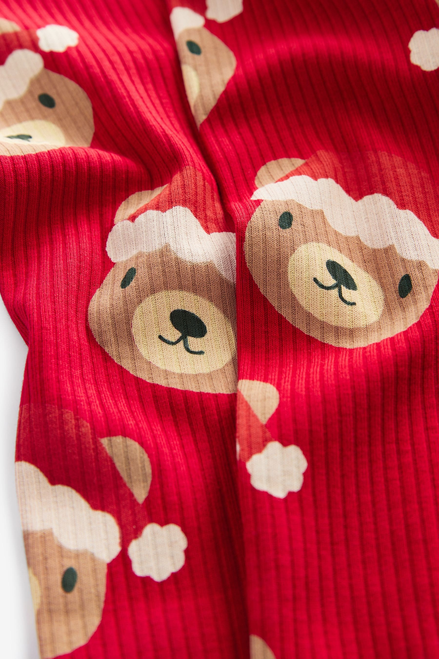 Red Christmas Bear Rib Leggings (3mths-7yrs)