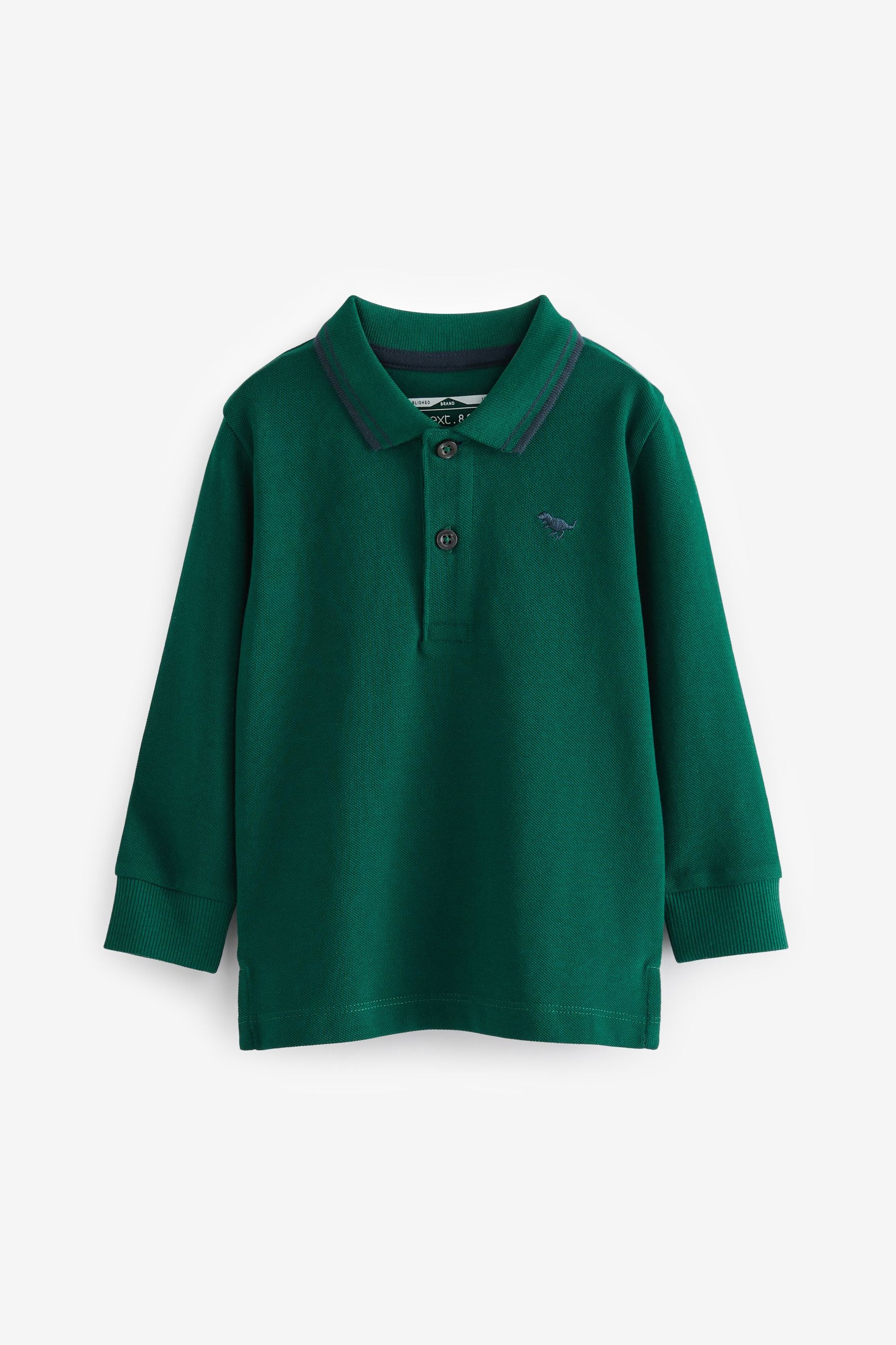 Green Long Sleeve Plain Polo Shirt (3mths-7yrs)