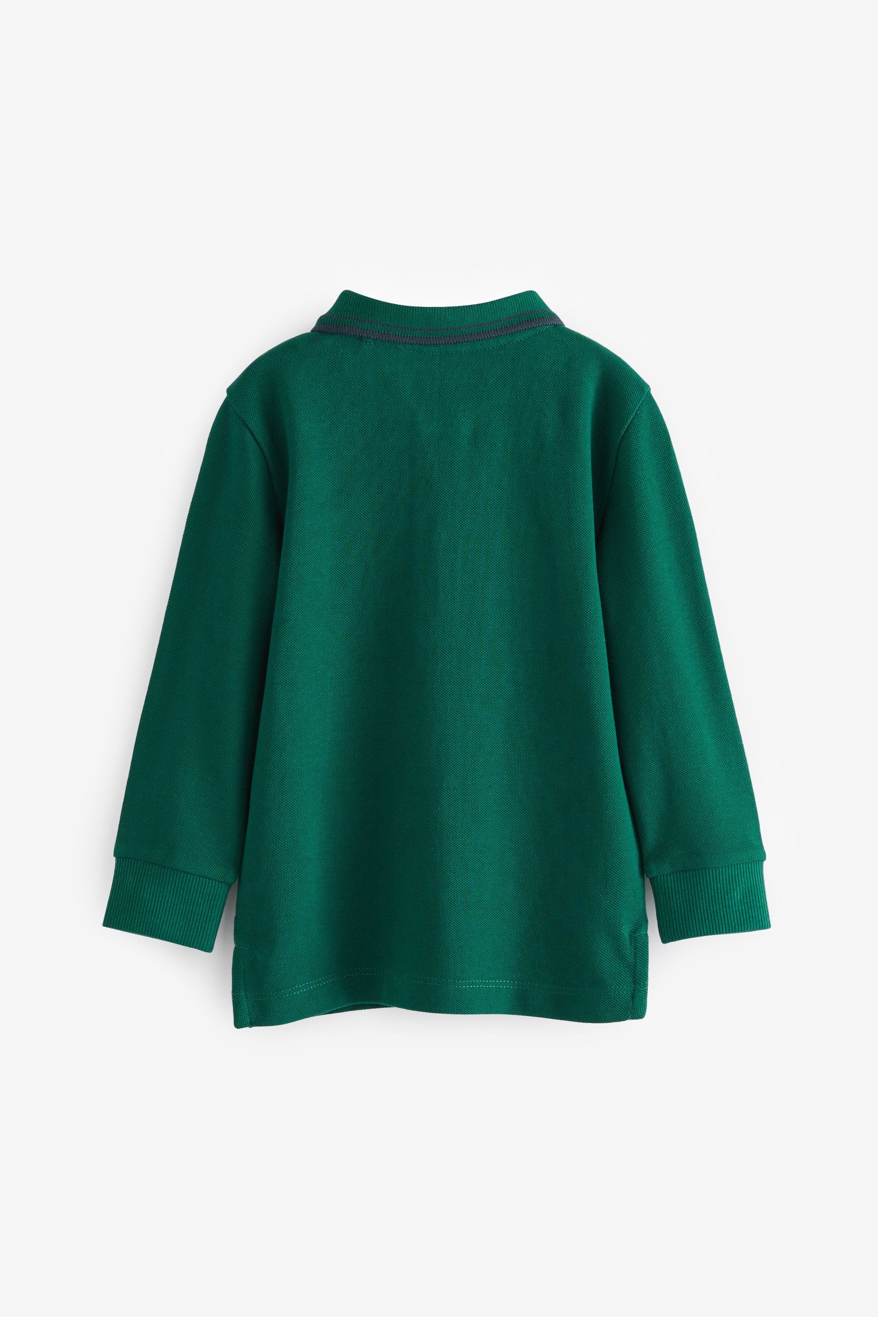 Green Long Sleeve Plain Polo Shirt (3mths-7yrs)