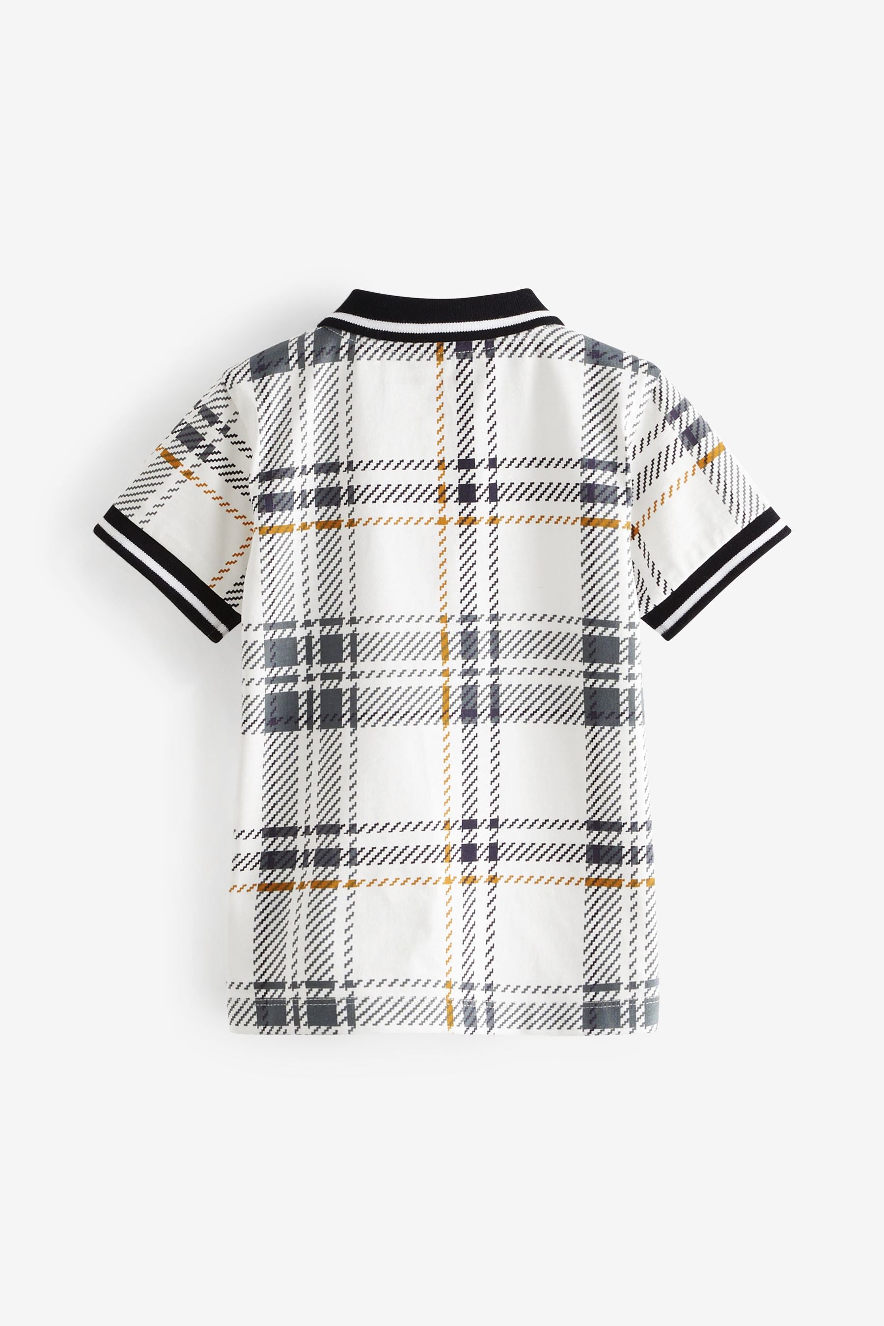 Black/White Short Sleeve Check Polo Shirt (3mths-7yrs)