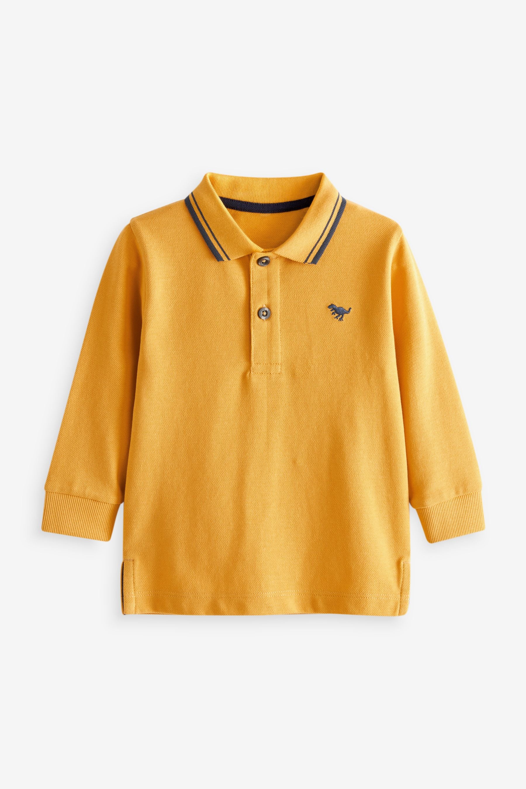 Ochre Yellow Long Sleeve Plain Polo Shirt (3mths-7yrs)