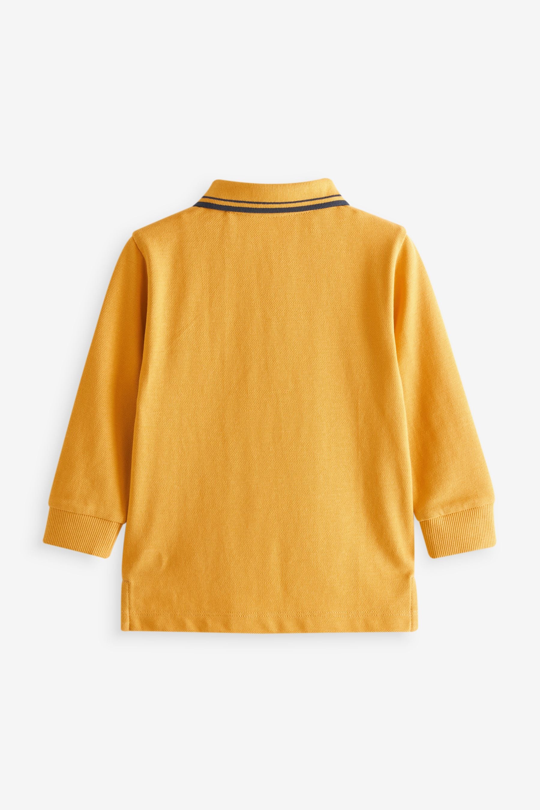 Ochre Yellow Long Sleeve Plain Polo Shirt (3mths-7yrs)