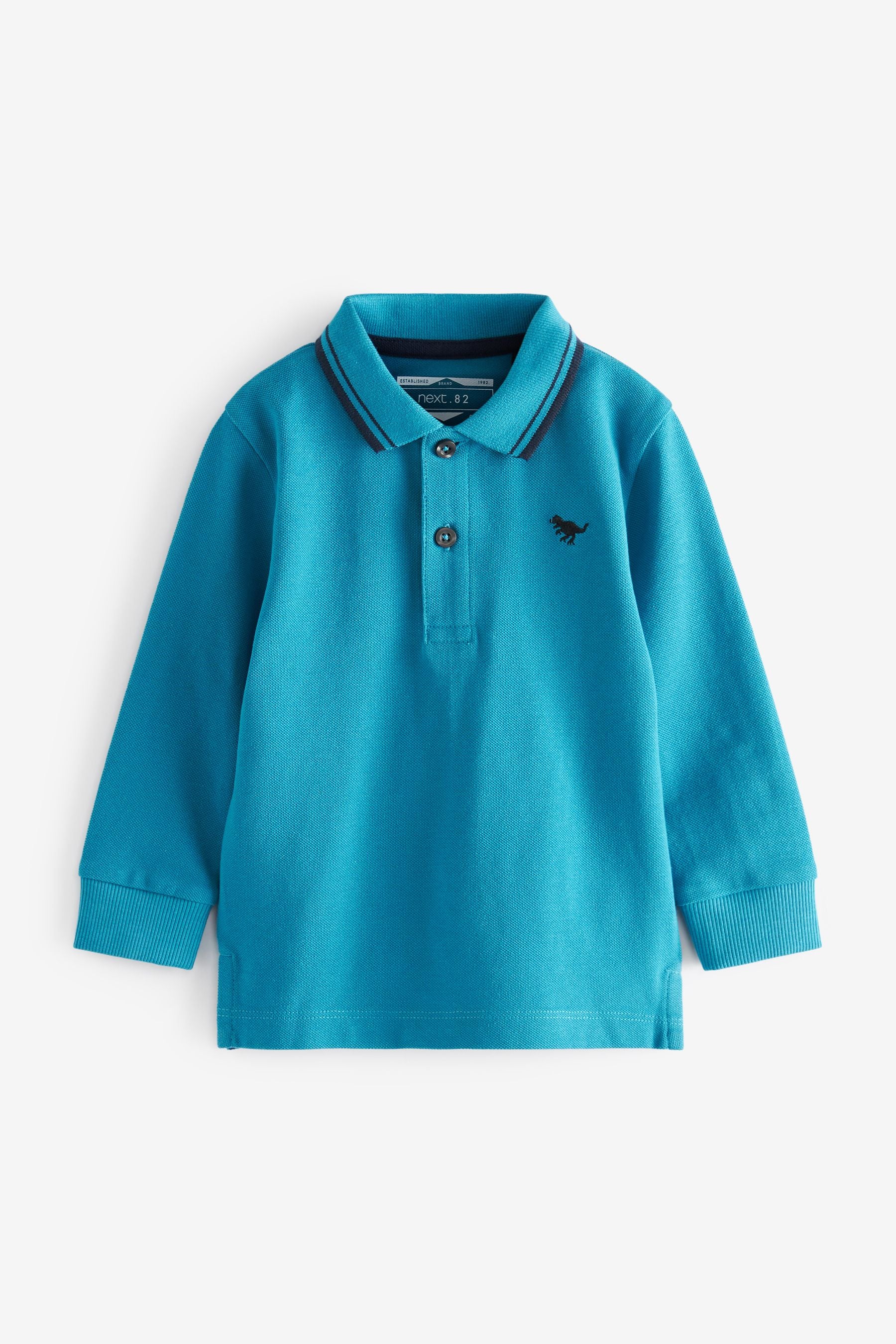 Bright Blue Long Sleeve Plain Polo Shirt (3mths-7yrs)