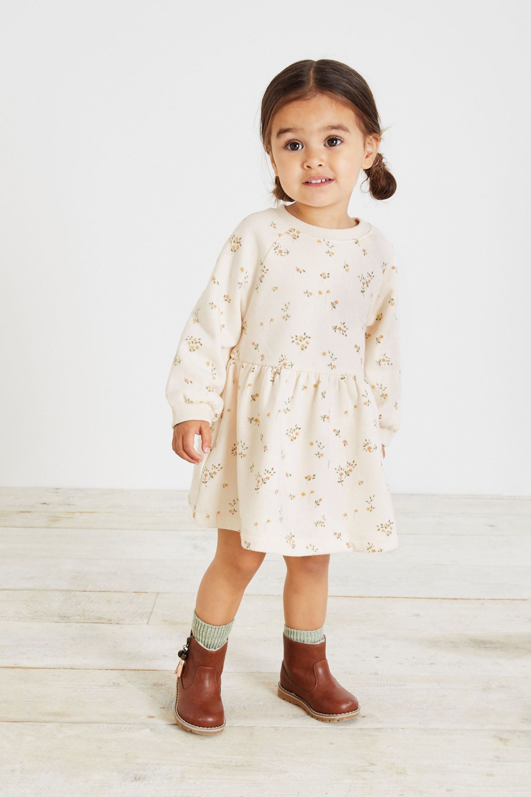 Cream Floral Sweat Dress (3mths-7yrs)