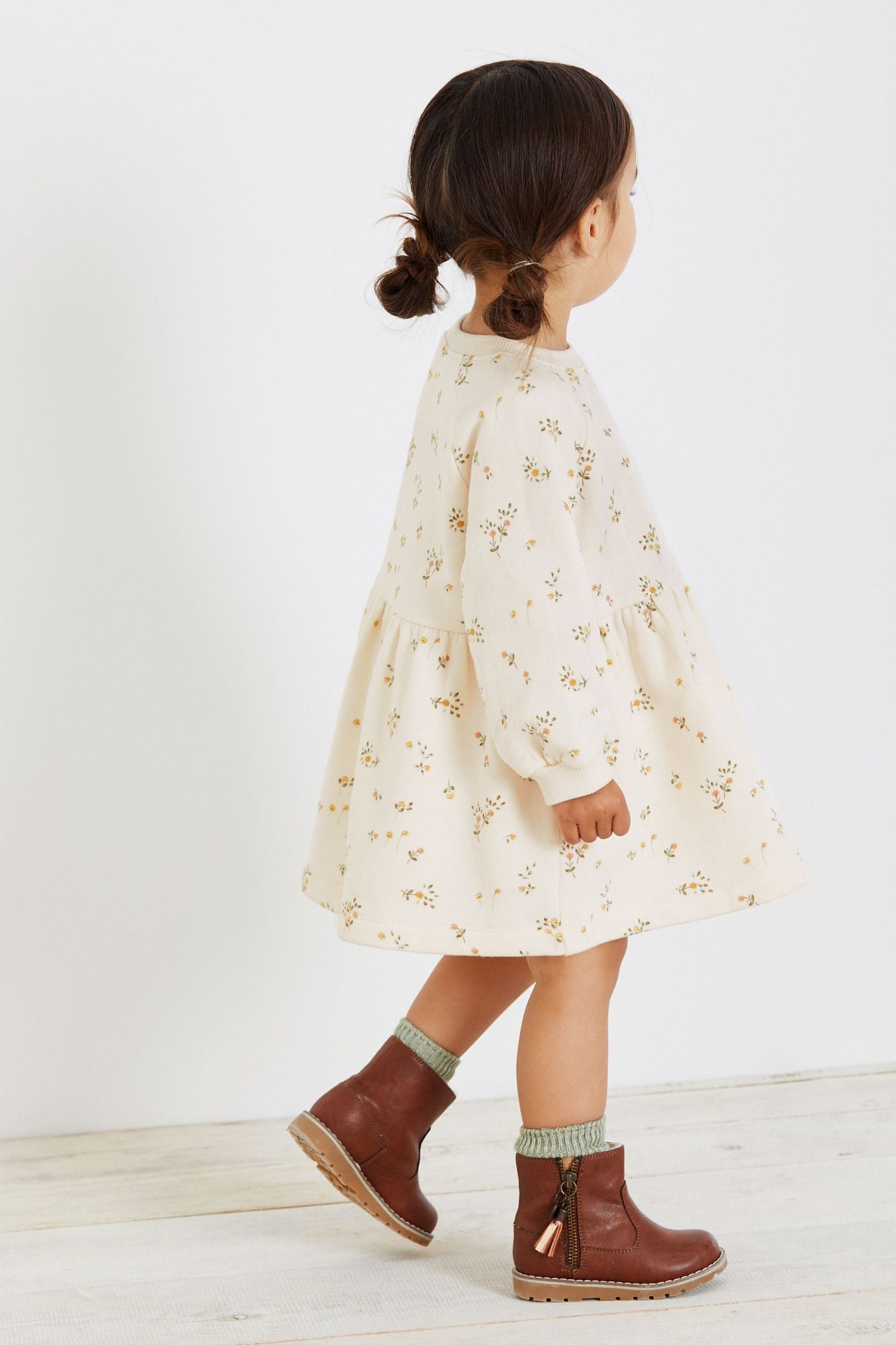 Cream Floral Sweat Dress (3mths-7yrs)