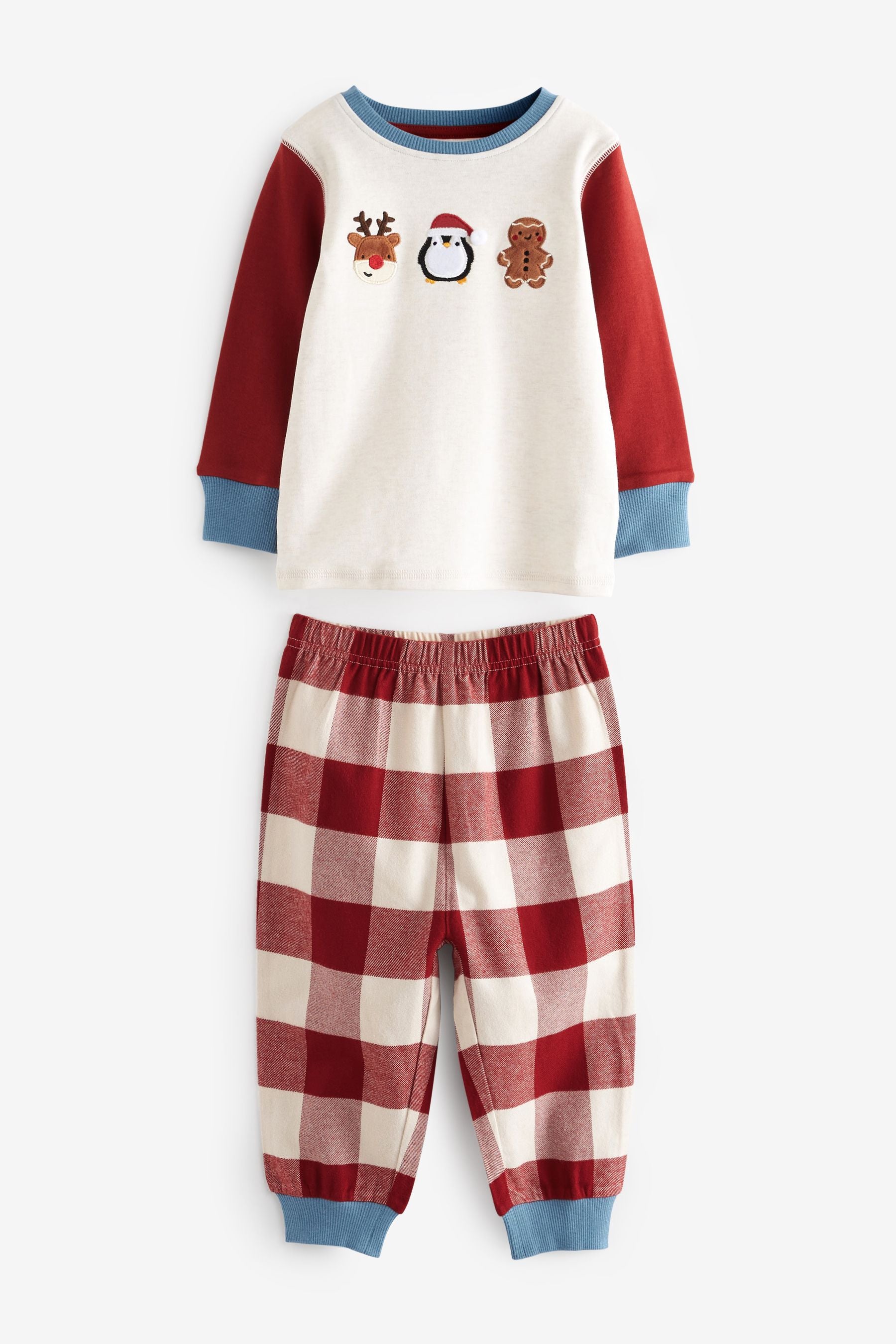 Red/White Character Check Christmas Pyjamas (9mths-12yrs)