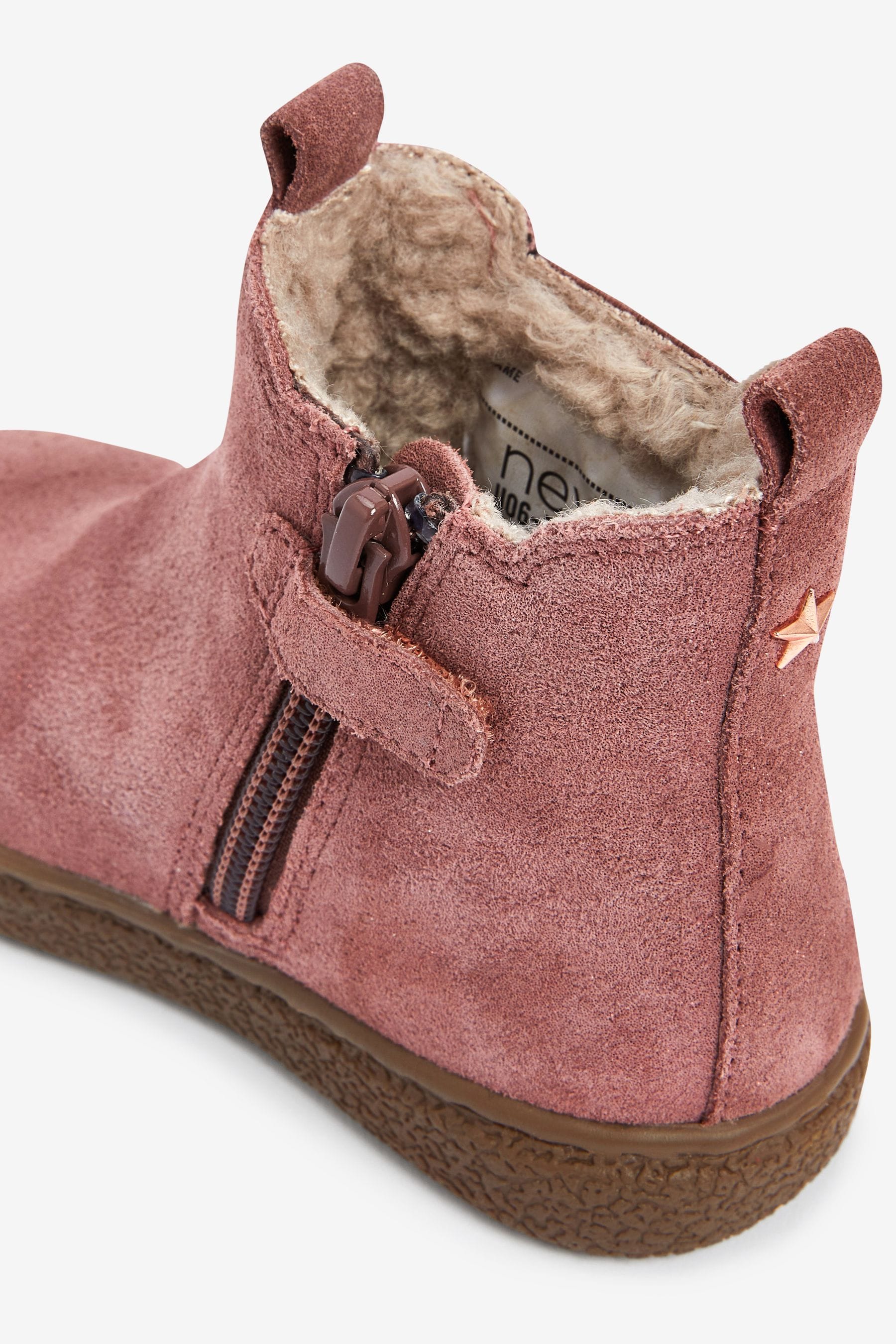 Pink Water Repellent Suede Warm Lined Chelsea Boots