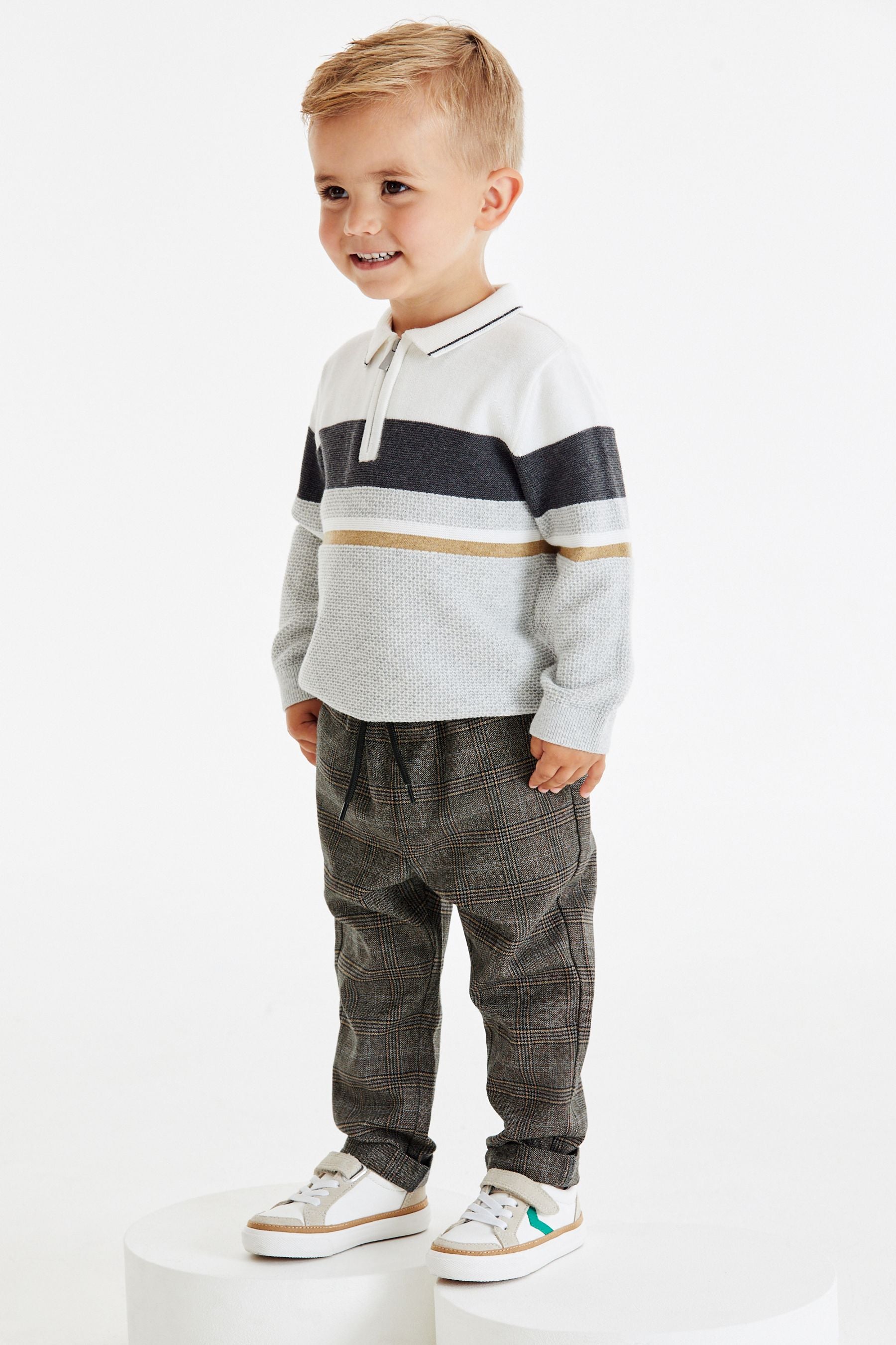 Brown Pull-On Check Trousers (3mths-7yrs)