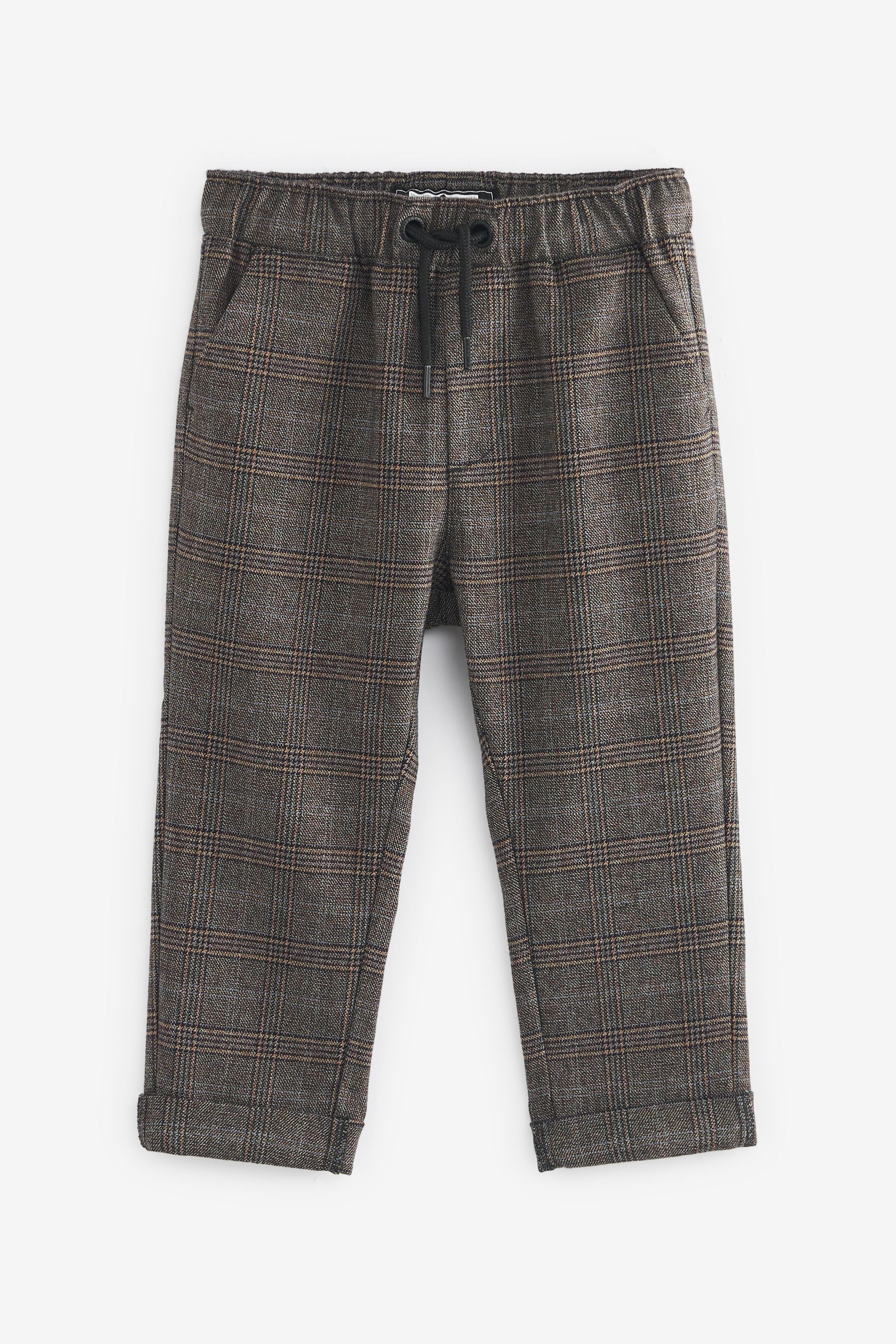 Brown Pull-On Check Trousers (3mths-7yrs)