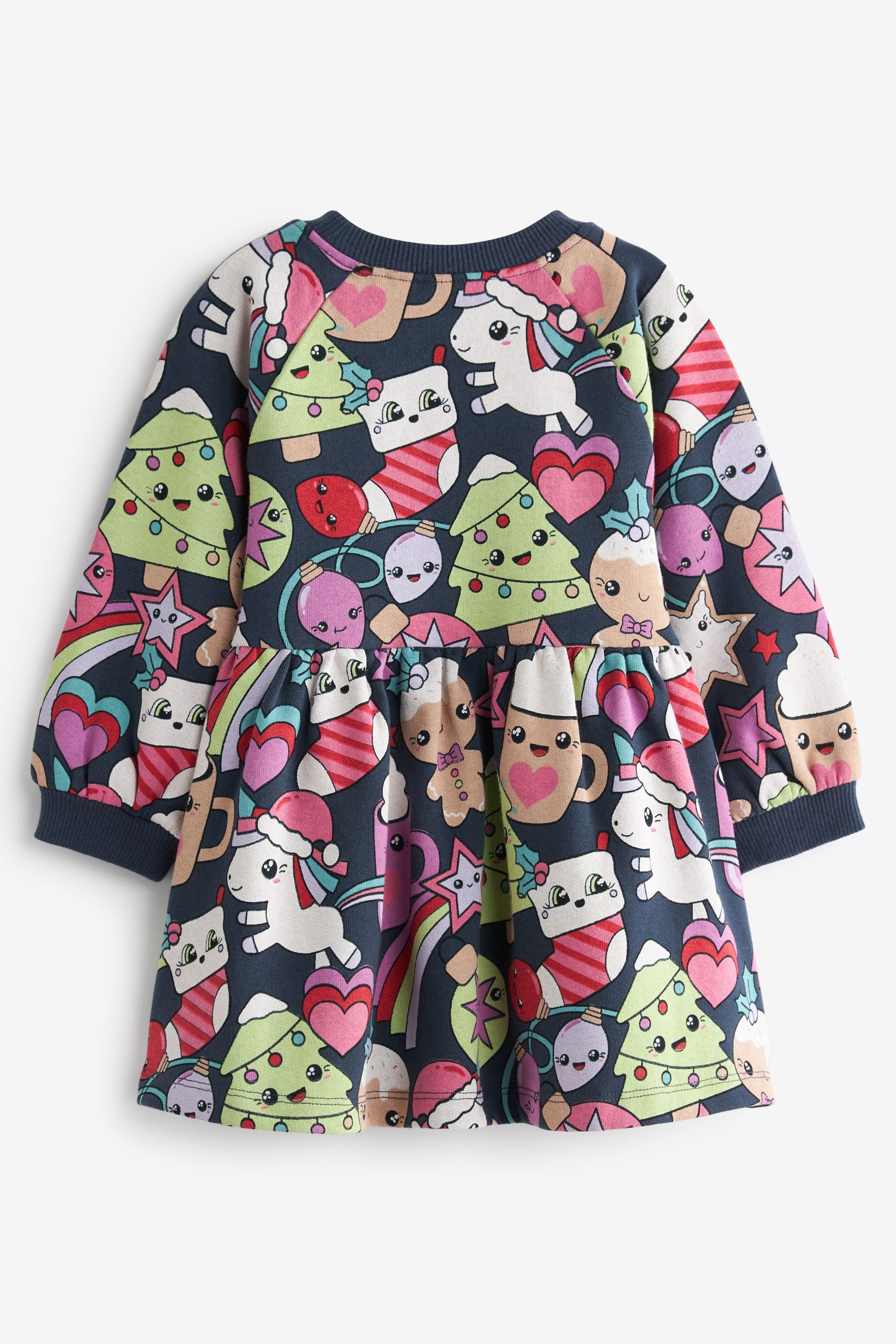 Navy Blue Christmas Character Sweat Dress (3mths-7yrs)