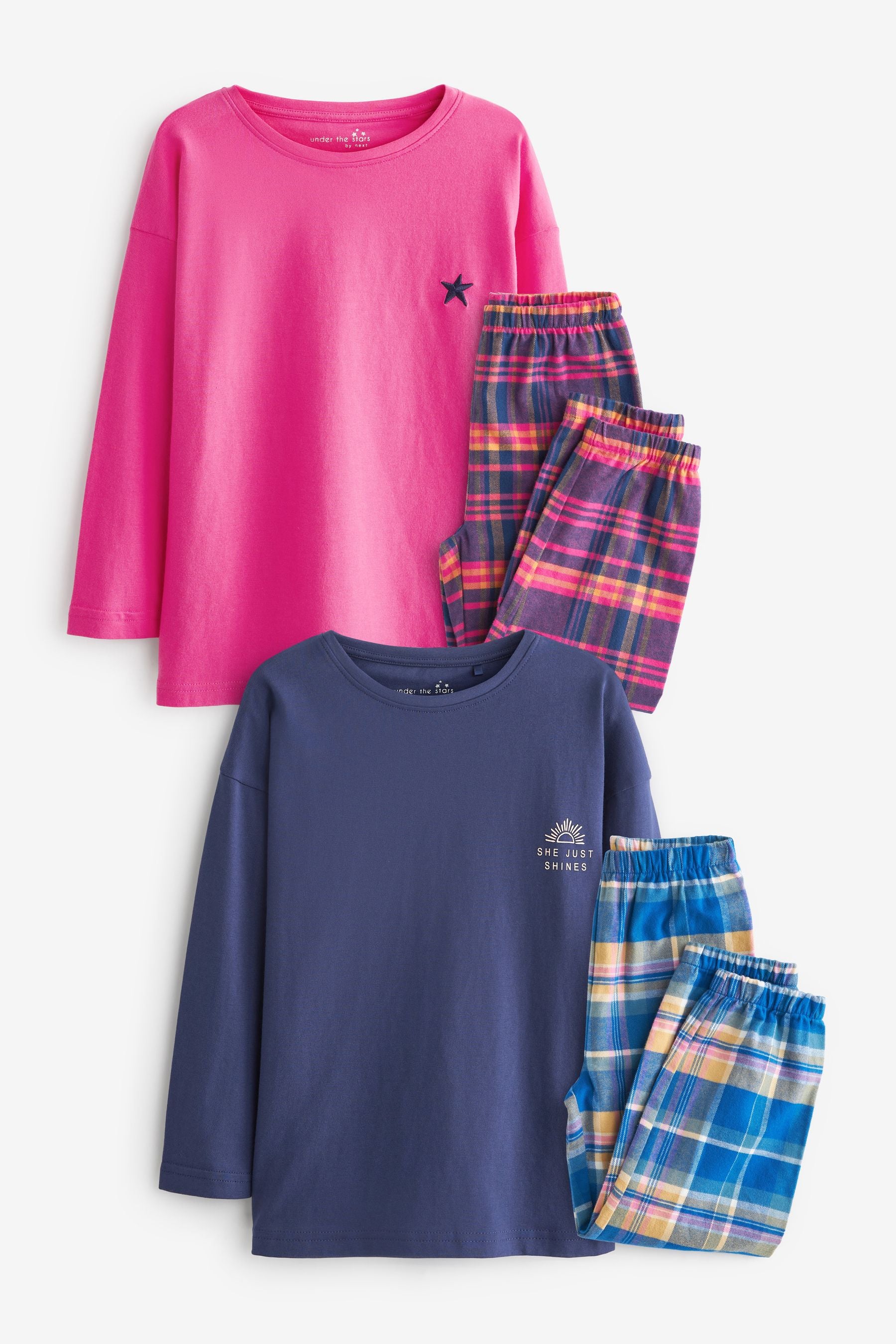 Pink/Blue Check Nxt Woven Jogger Pyjamas 2 Pack (3-16yrs)