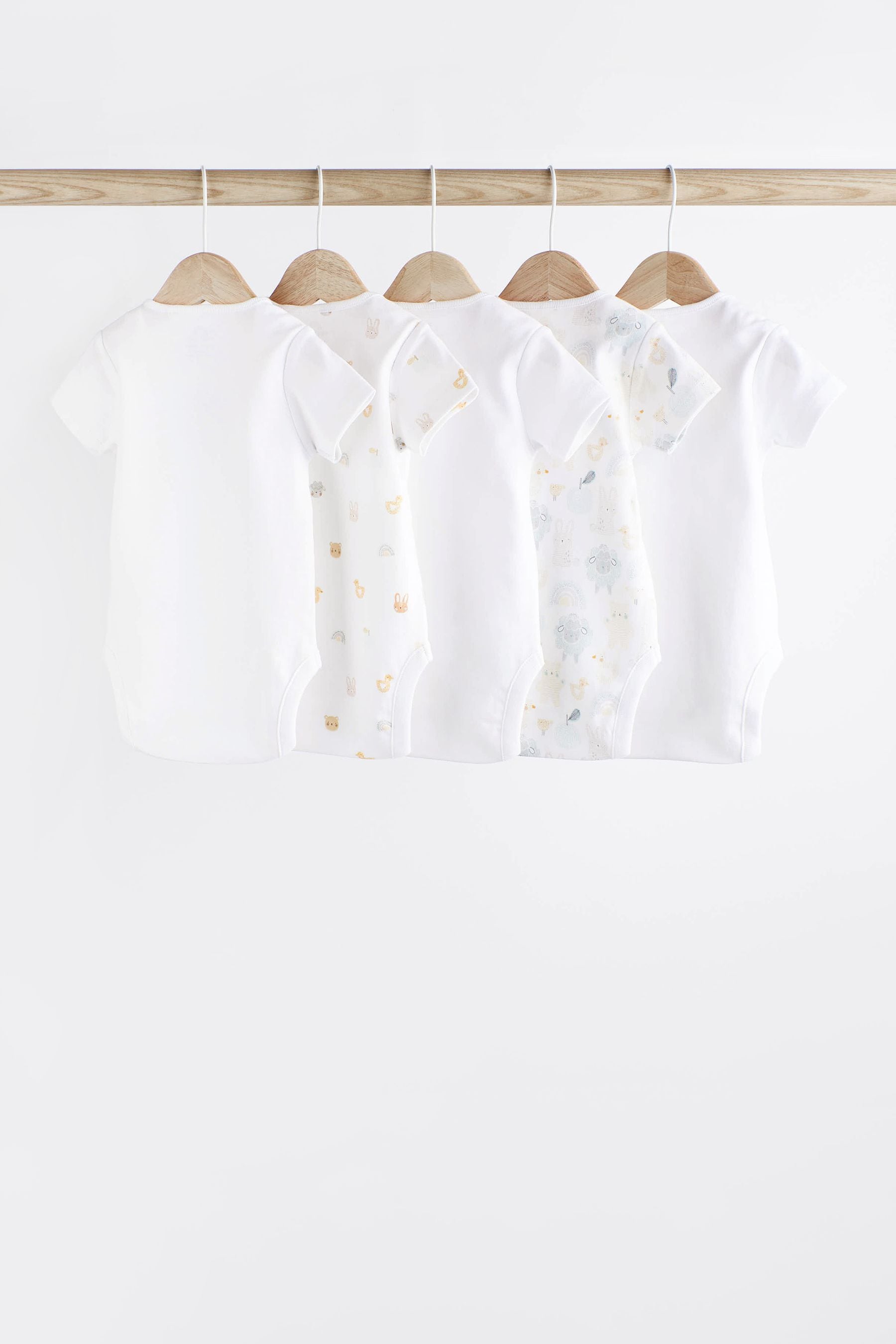 White Baby 5 Pack Short Sleeve Bodysuits