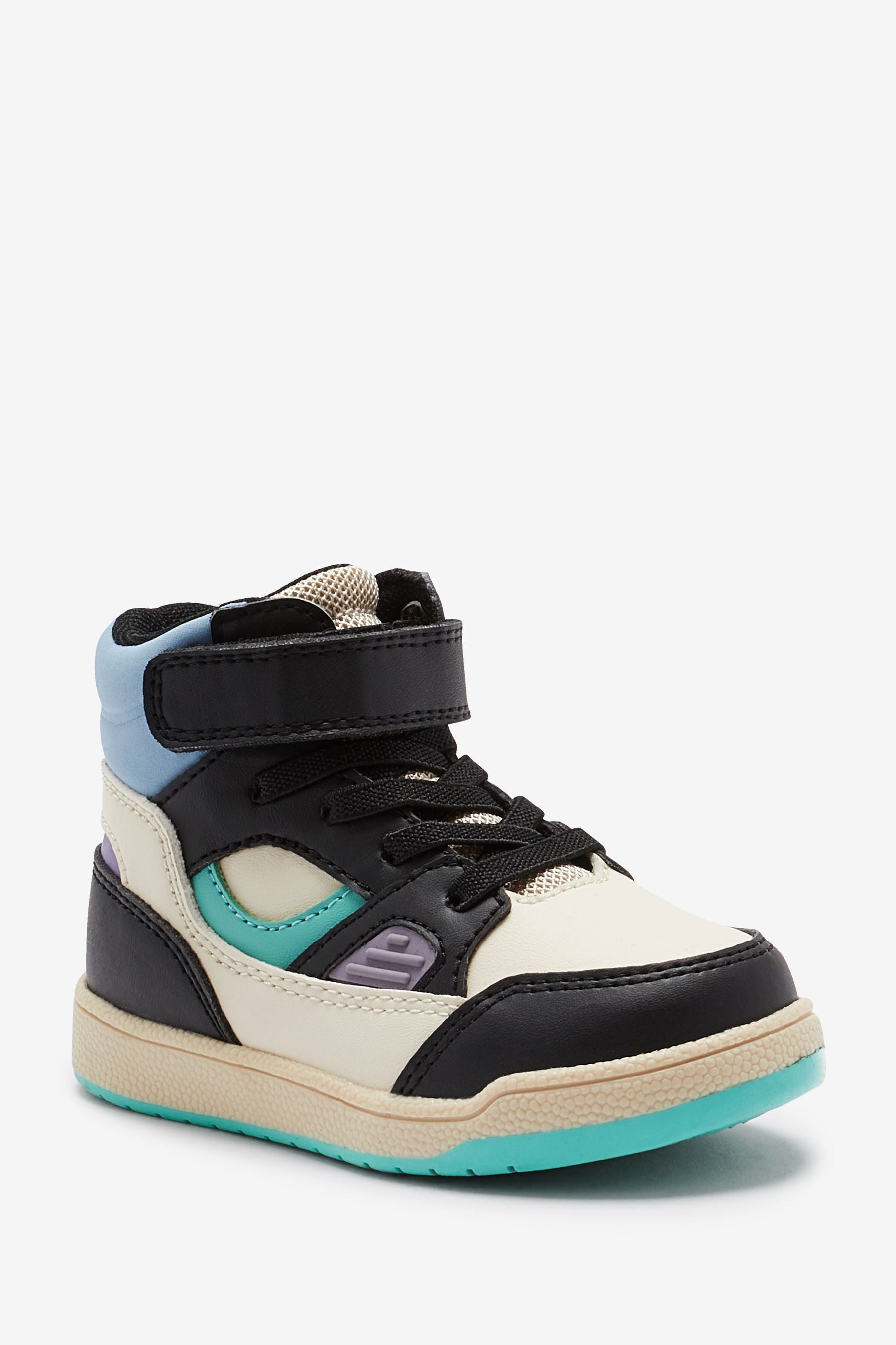 White/Aqua Blue High Top Trainers