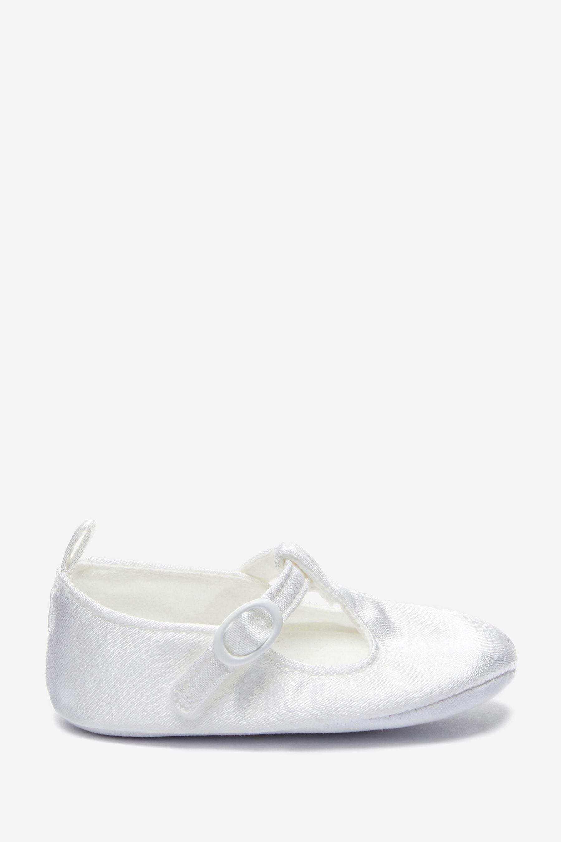 White Satin Occasion T-Bar Baby Shoes (0-18mths)