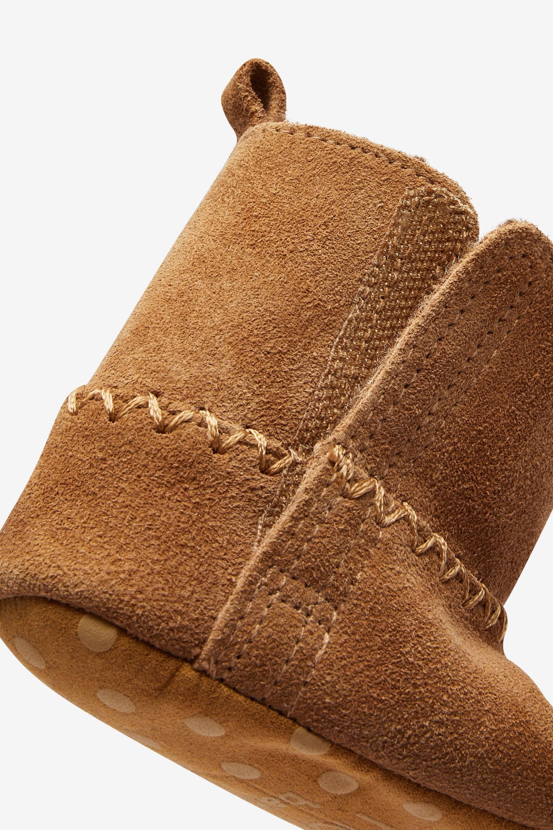 Tan Brown Leather Warm Lined Baby Boots (0-18mths)