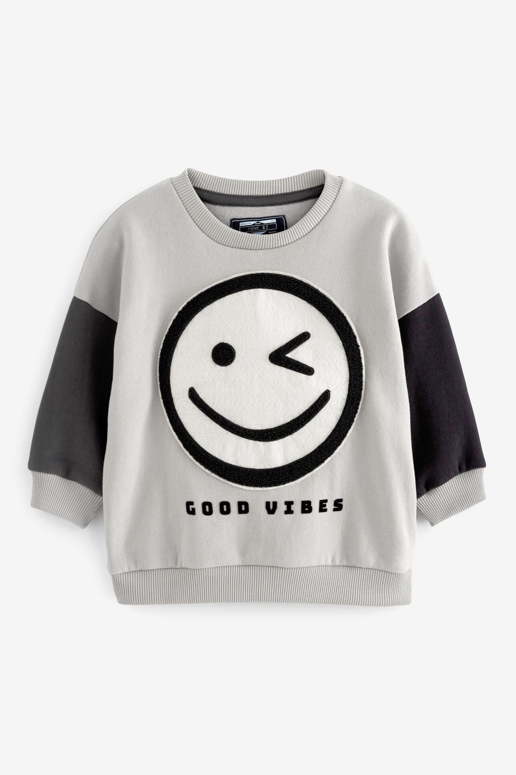 Monochrome Smile Boucl Crew Neck Sweatshirt (3mths-7yrs)