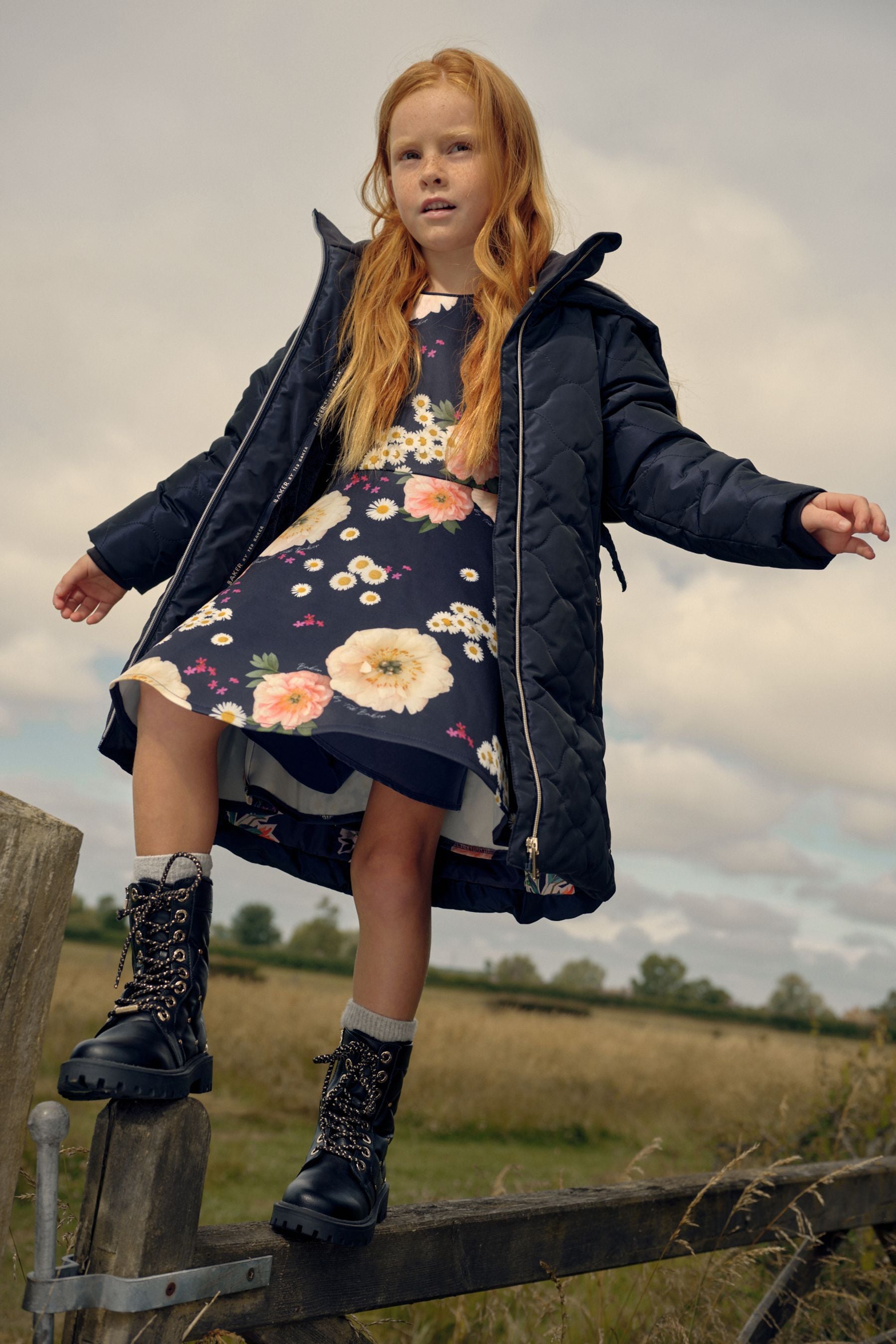 Navy Blue Baker by Ted Baker Navy Blue Floral Scuba Dress