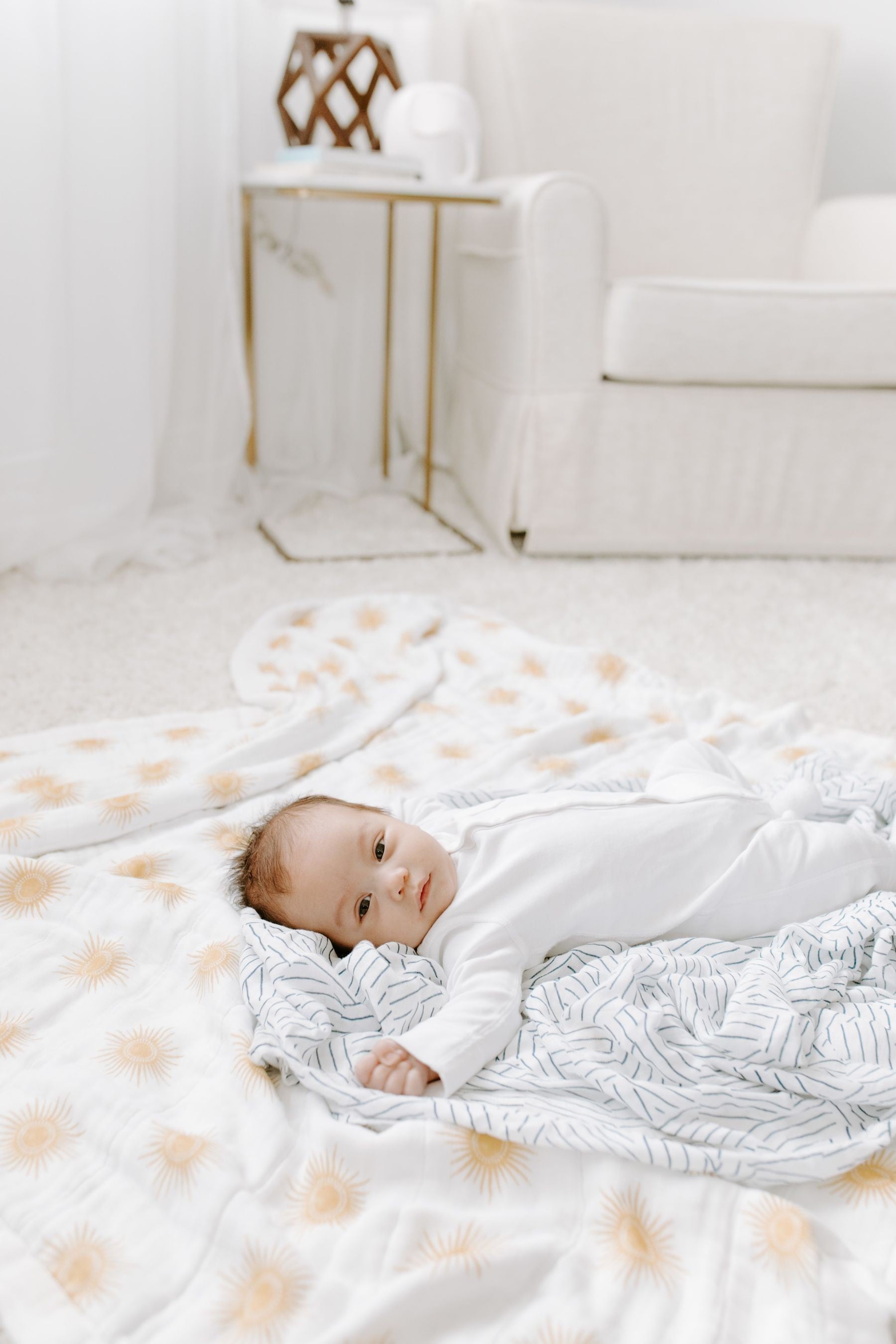 White aden + anais Dream Blanket Silky Soft Muslin Golden Sun