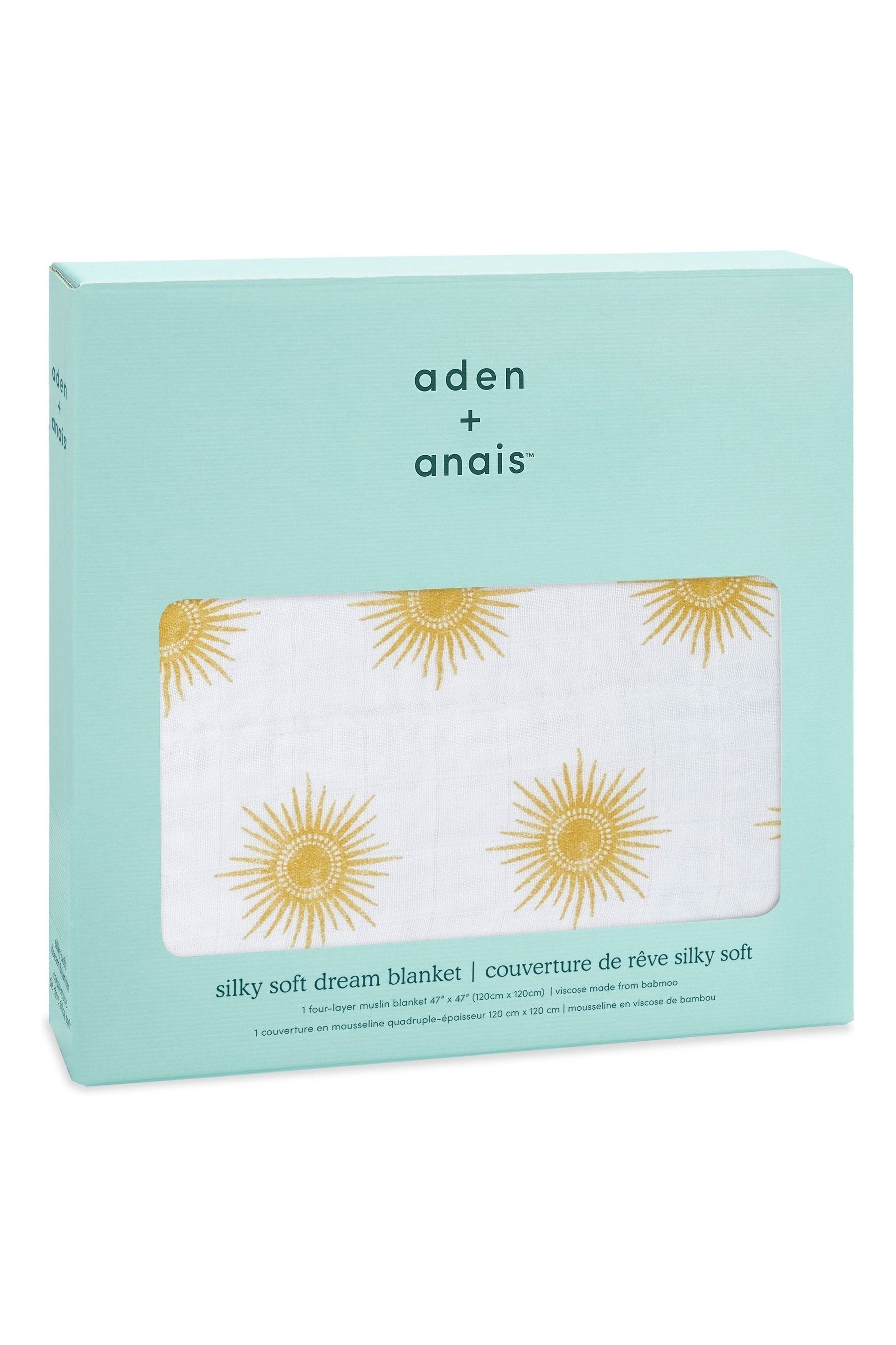 White aden + anais Dream Blanket Silky Soft Muslin Golden Sun