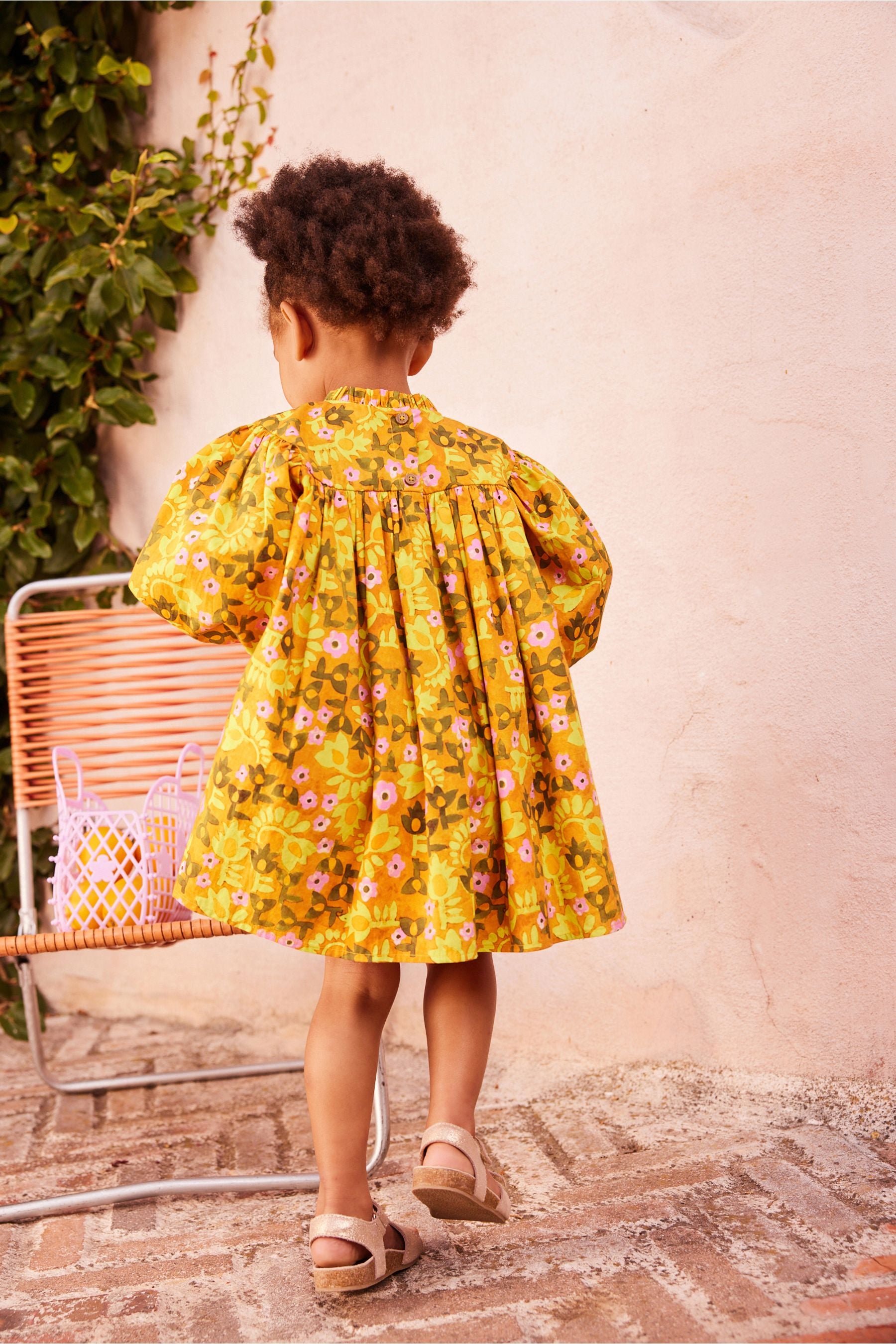 Yellow Floral Printed Cotton Dress (3mths-8yrs)