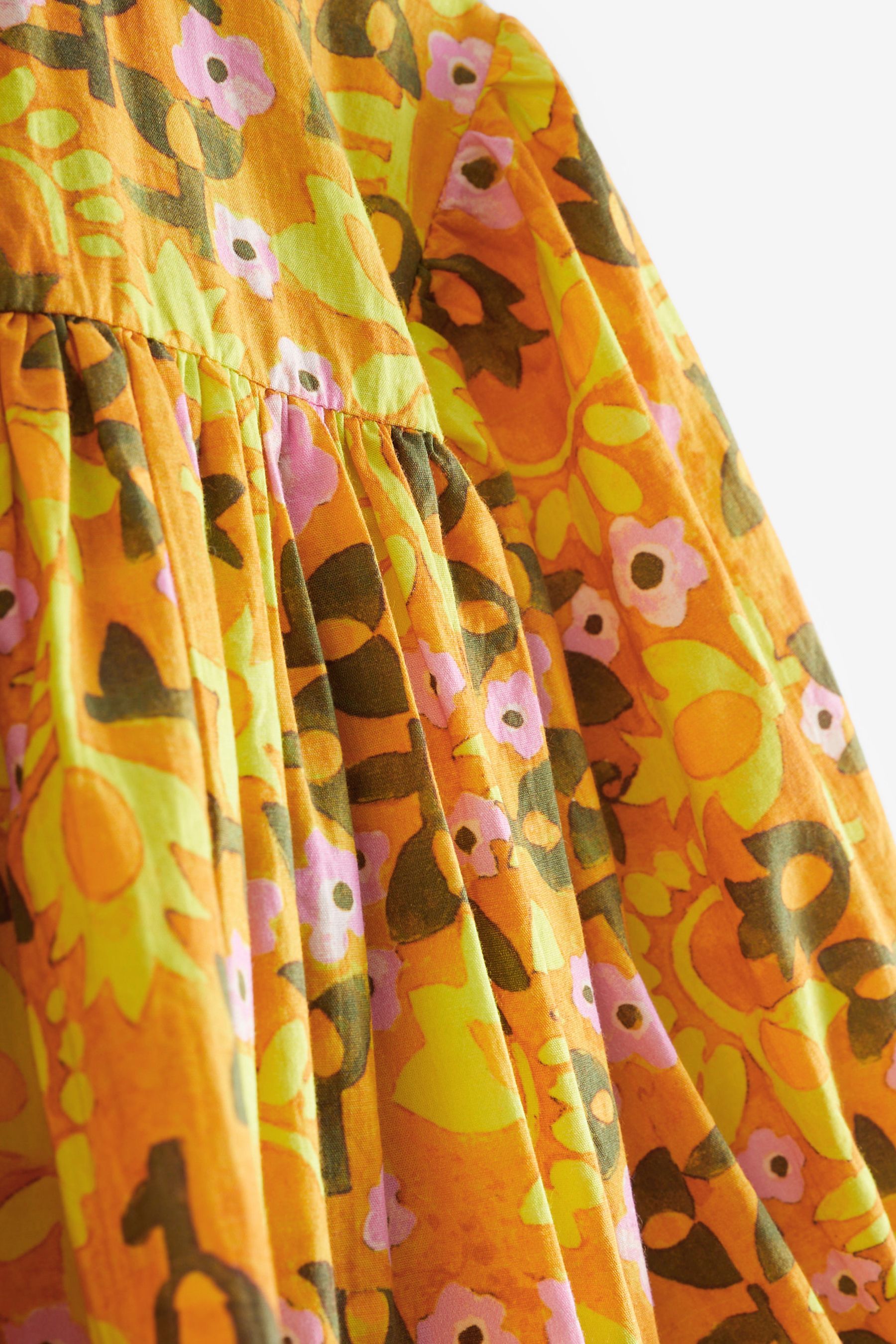 Yellow Floral Printed Cotton Dress (3mths-8yrs)