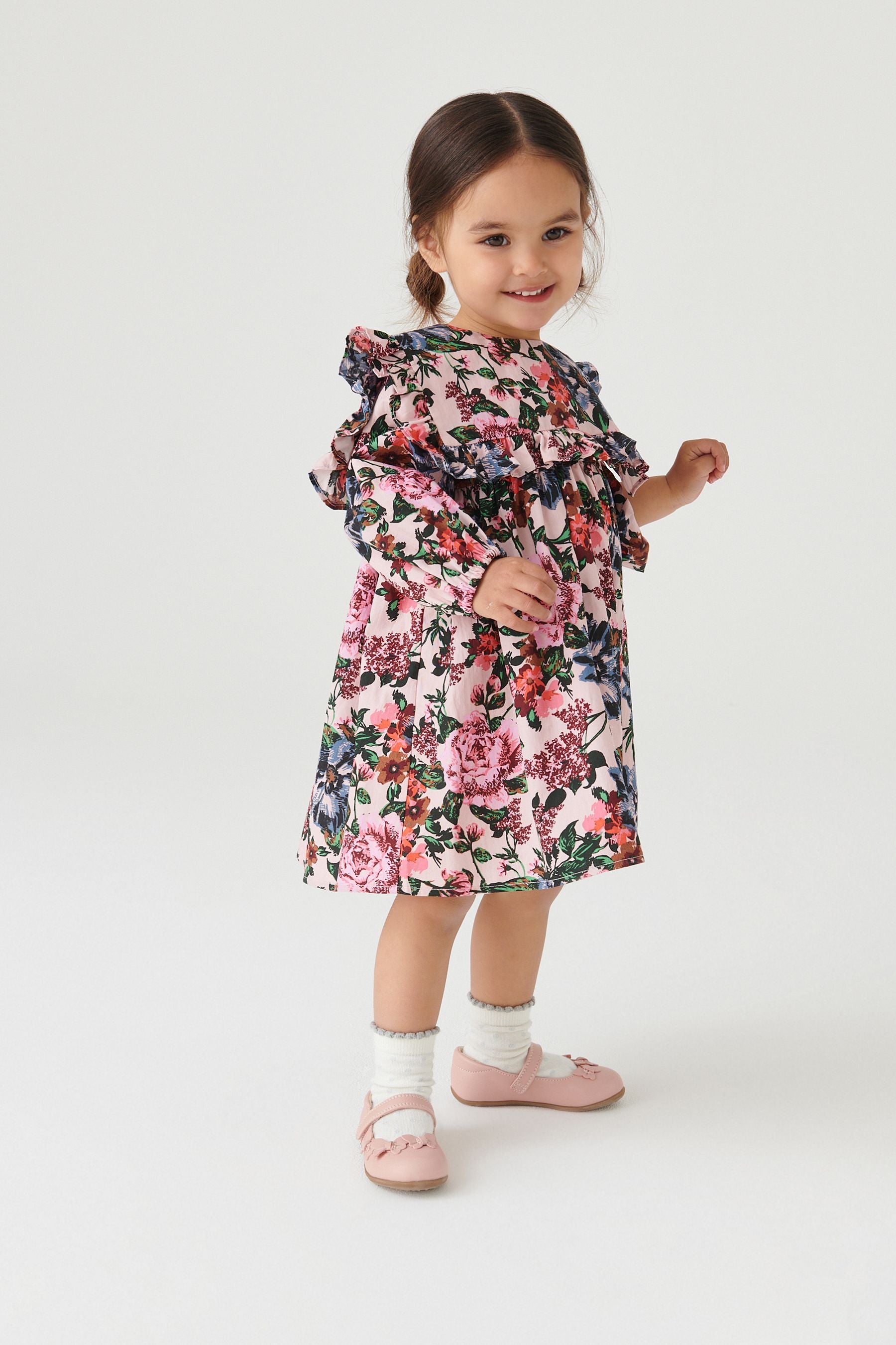 Pink Floral Printed Collar Dress (3mths-8yrs)