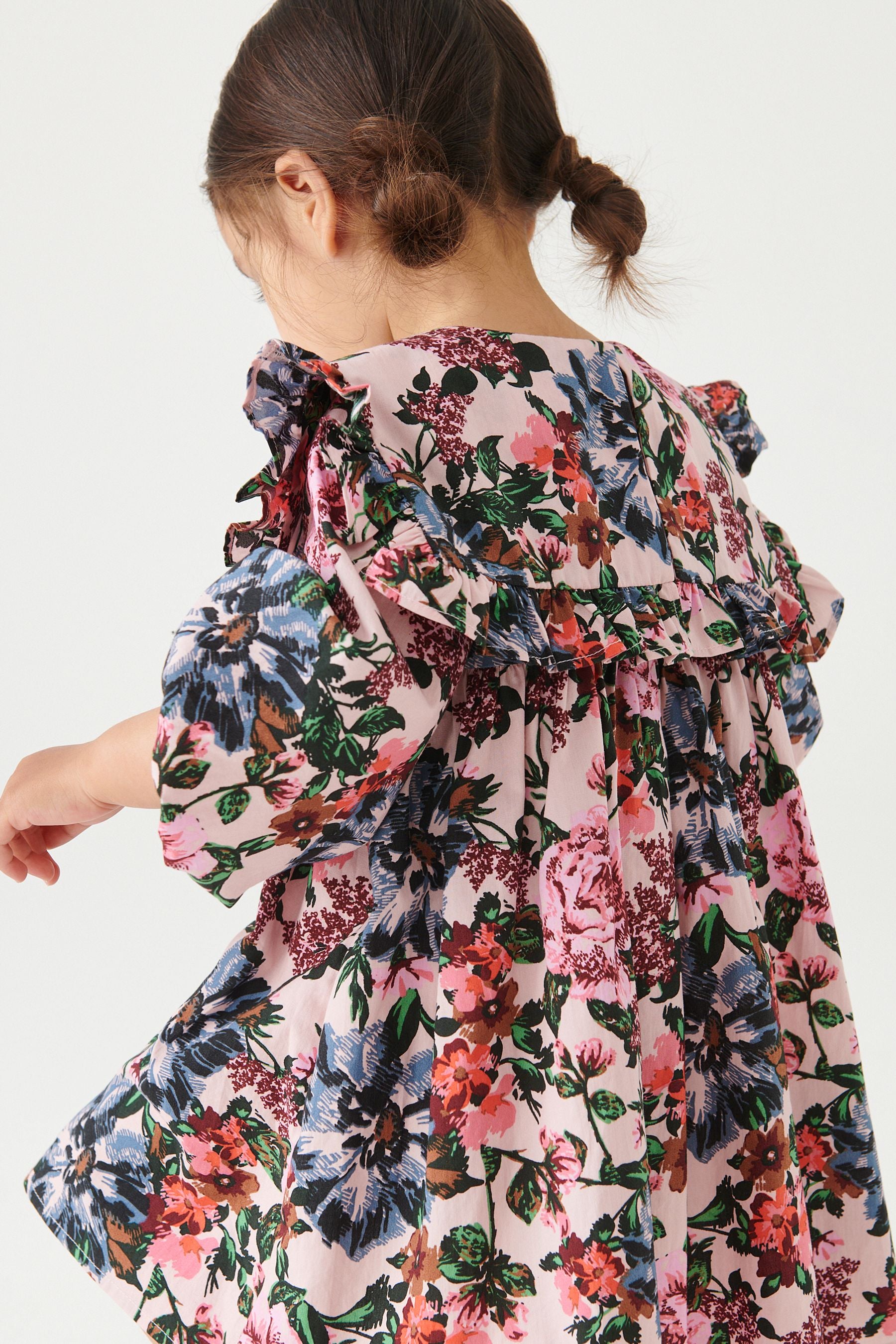 Pink Floral Printed Collar Dress (3mths-8yrs)