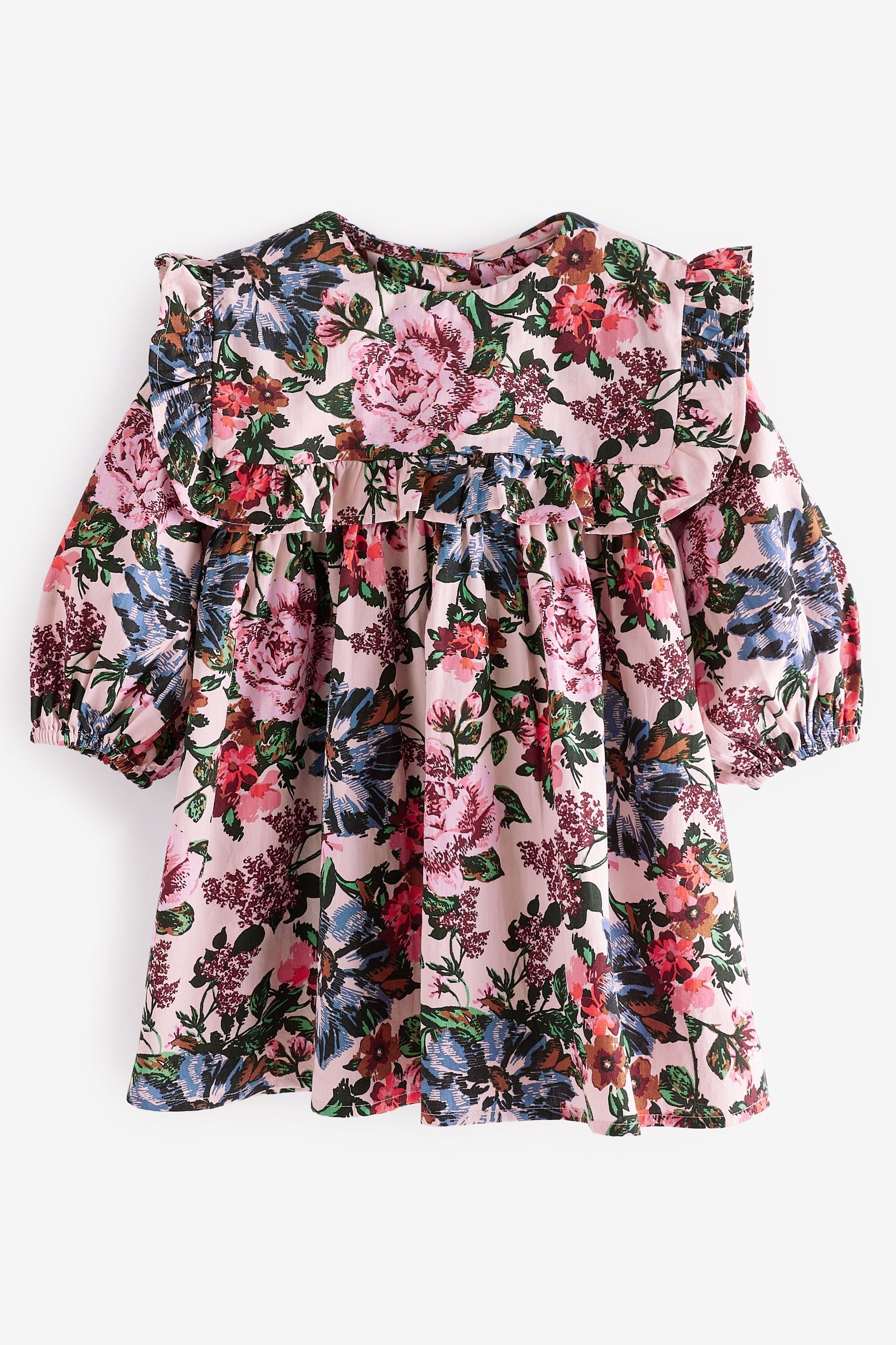 Pink Floral Printed Collar Dress (3mths-8yrs)