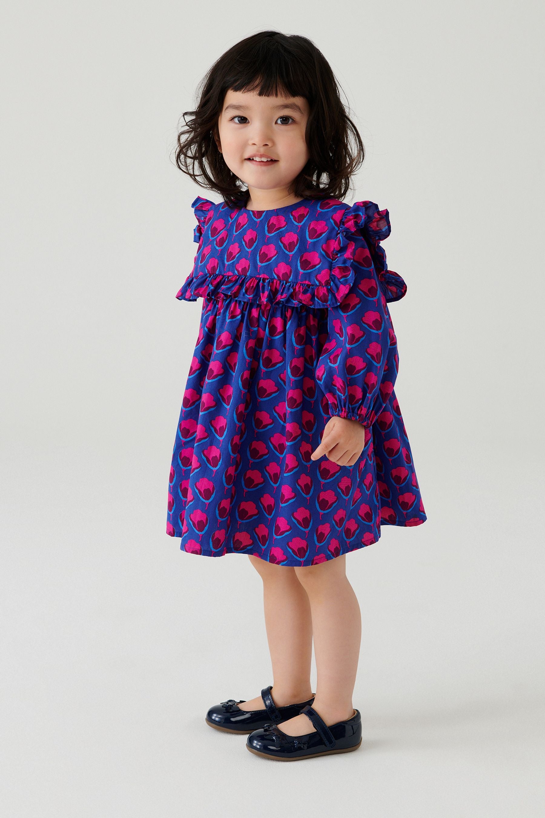 Pink/Purple Printed Collar Dress (3mths-8yrs)