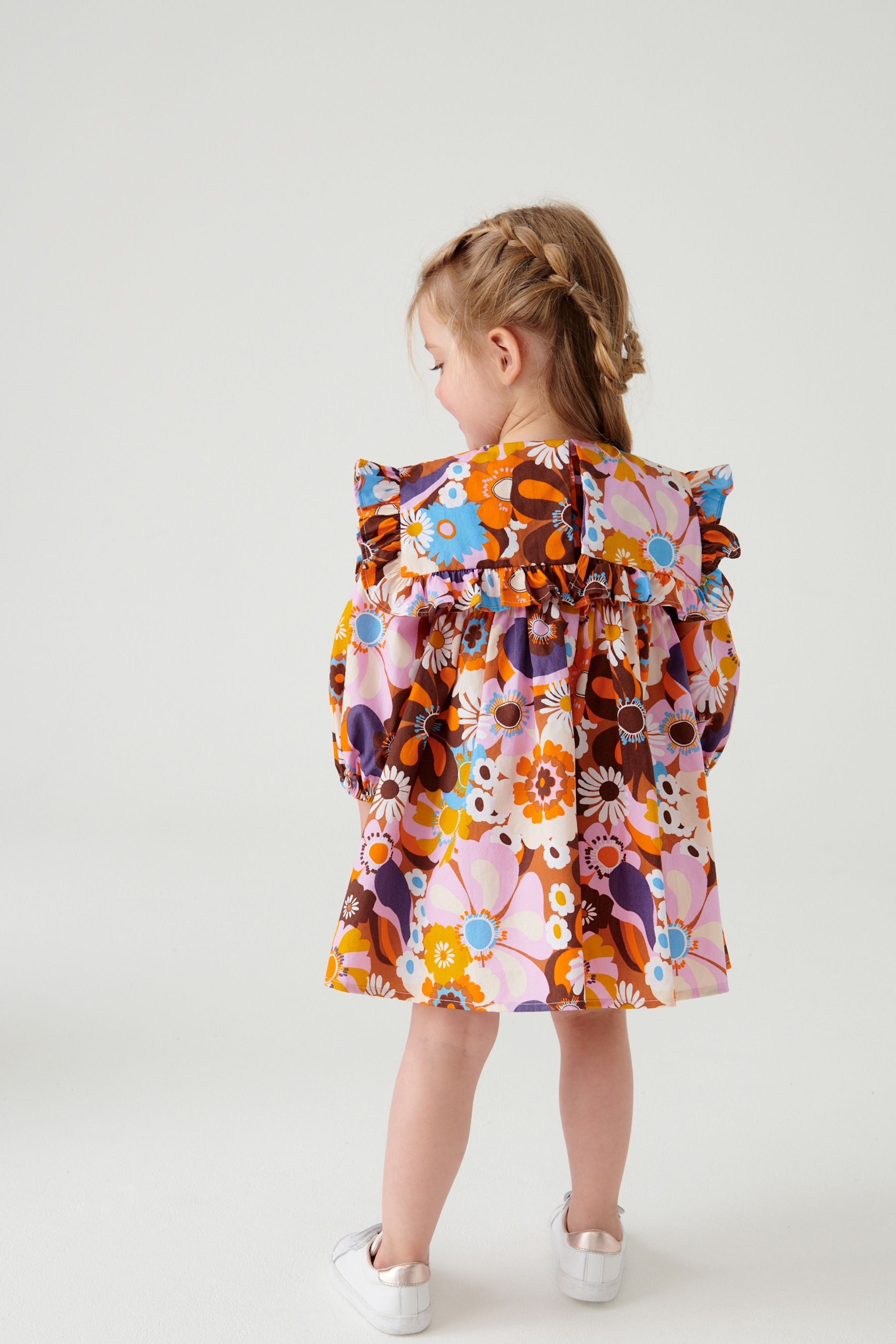 Orange Retro Printed Collar Dress (3mths-8yrs)