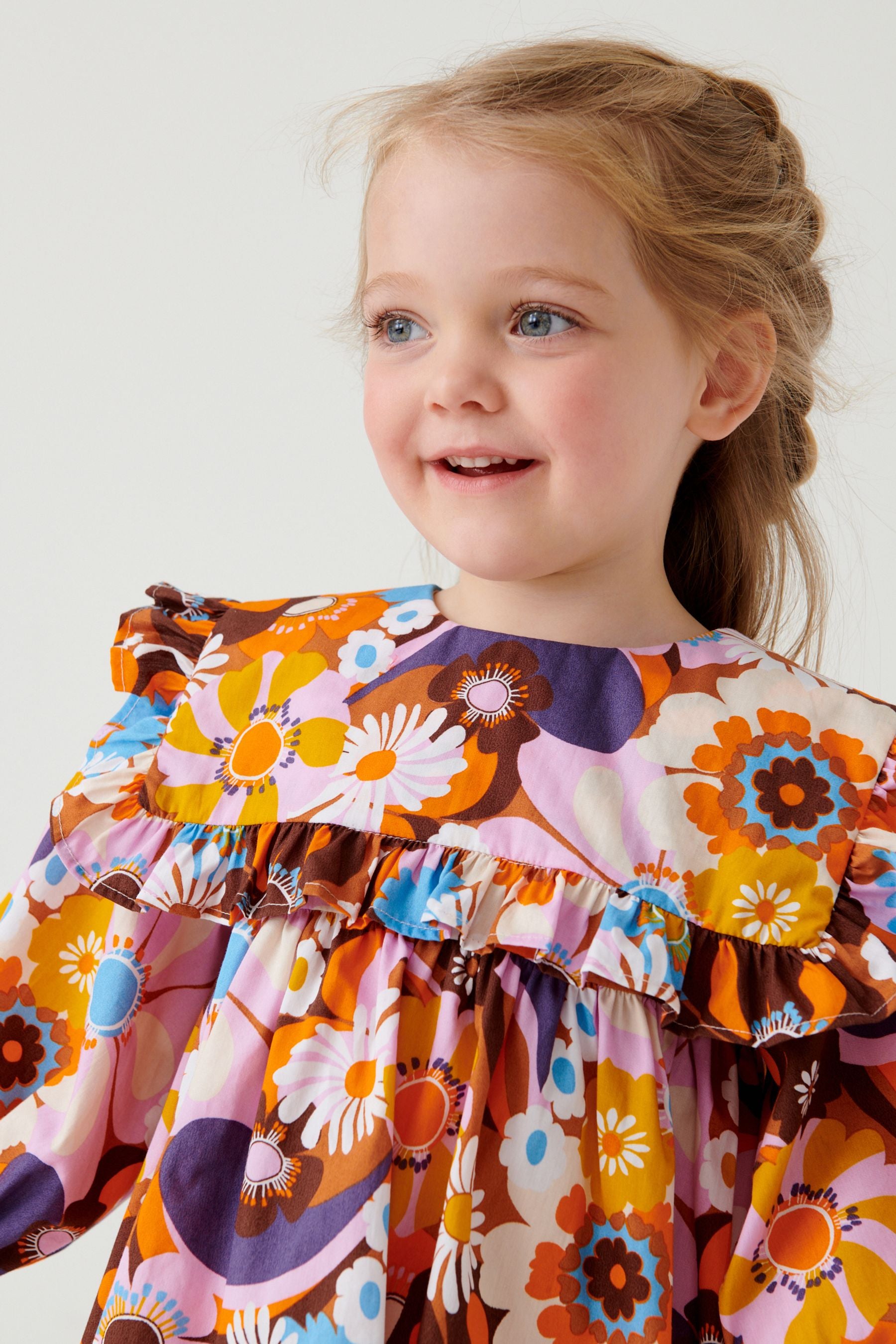 Orange Retro Printed Collar Dress (3mths-8yrs)