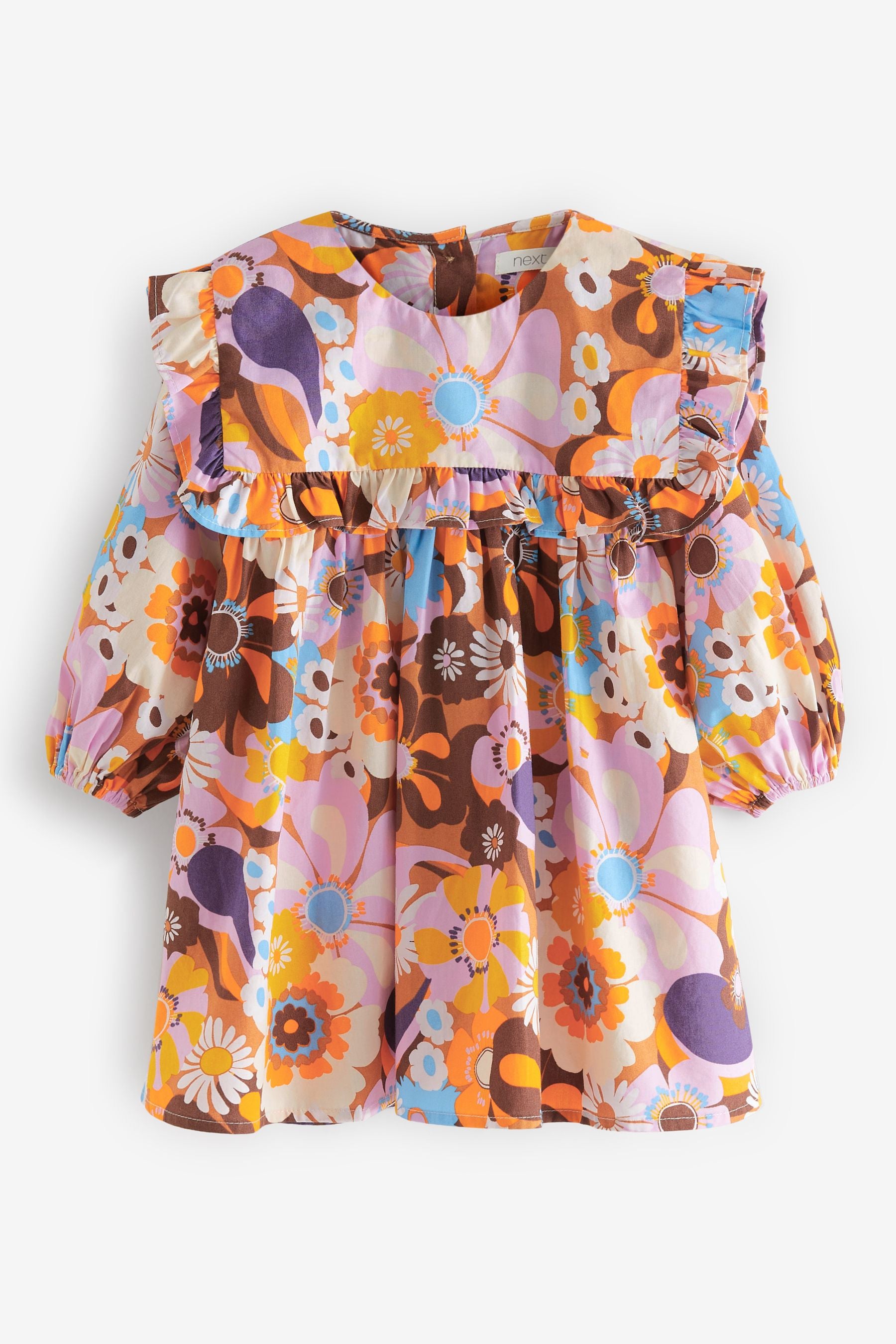 Orange Retro Printed Collar Dress (3mths-8yrs)