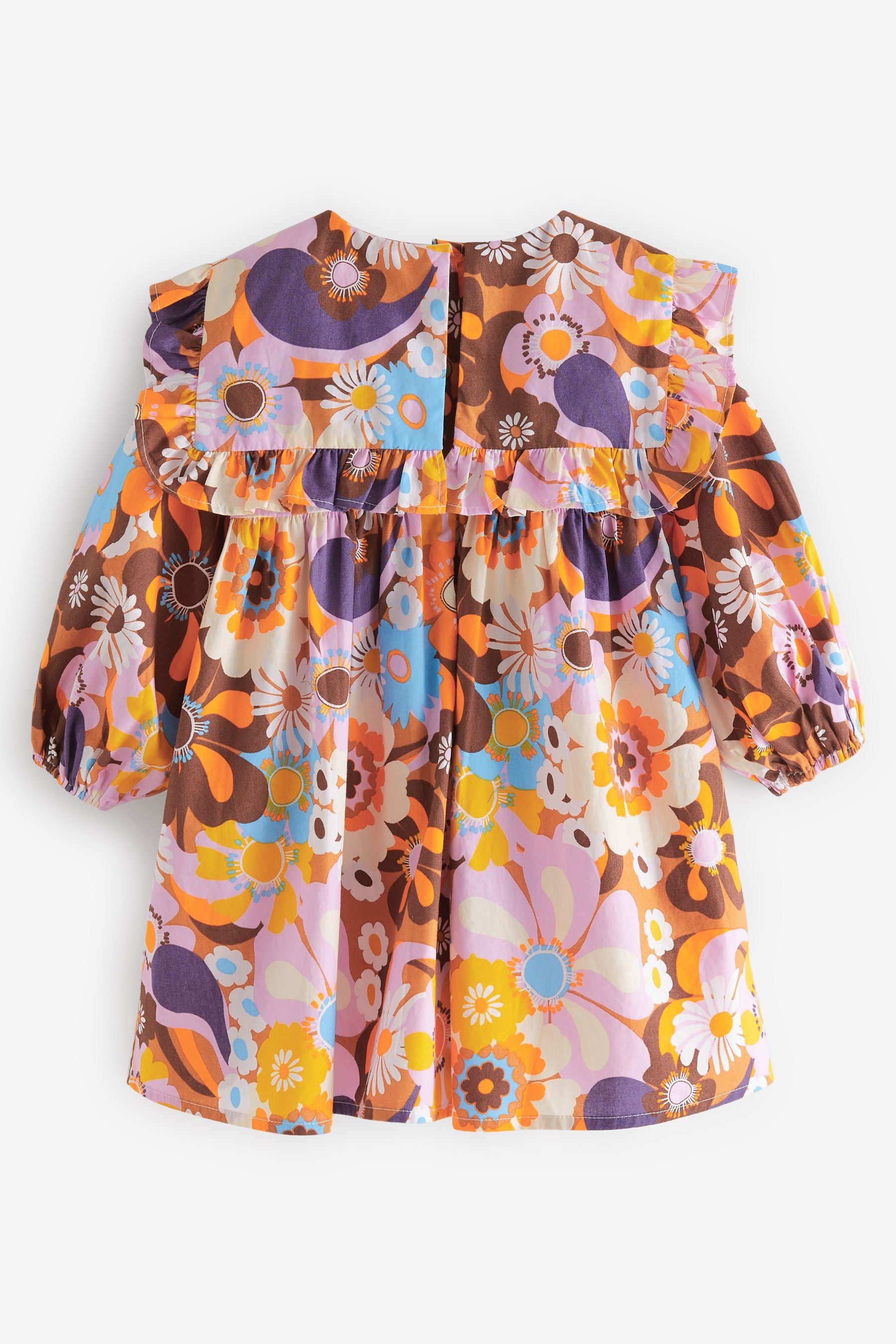 Orange Retro Printed Collar Dress (3mths-8yrs)