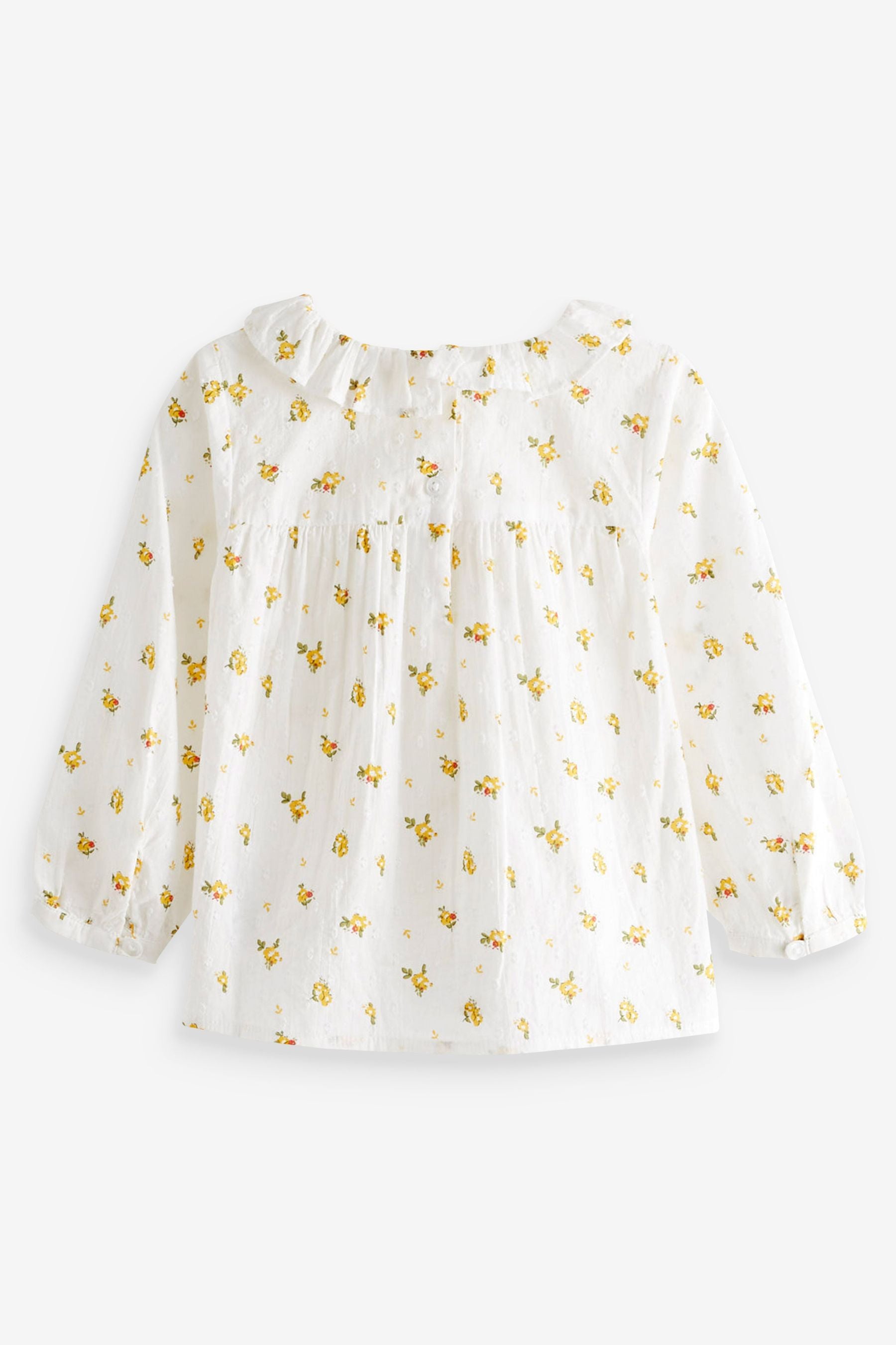 Cream Ditsy Printed Cotton Ruffle Blouse (3mths-8yrs)